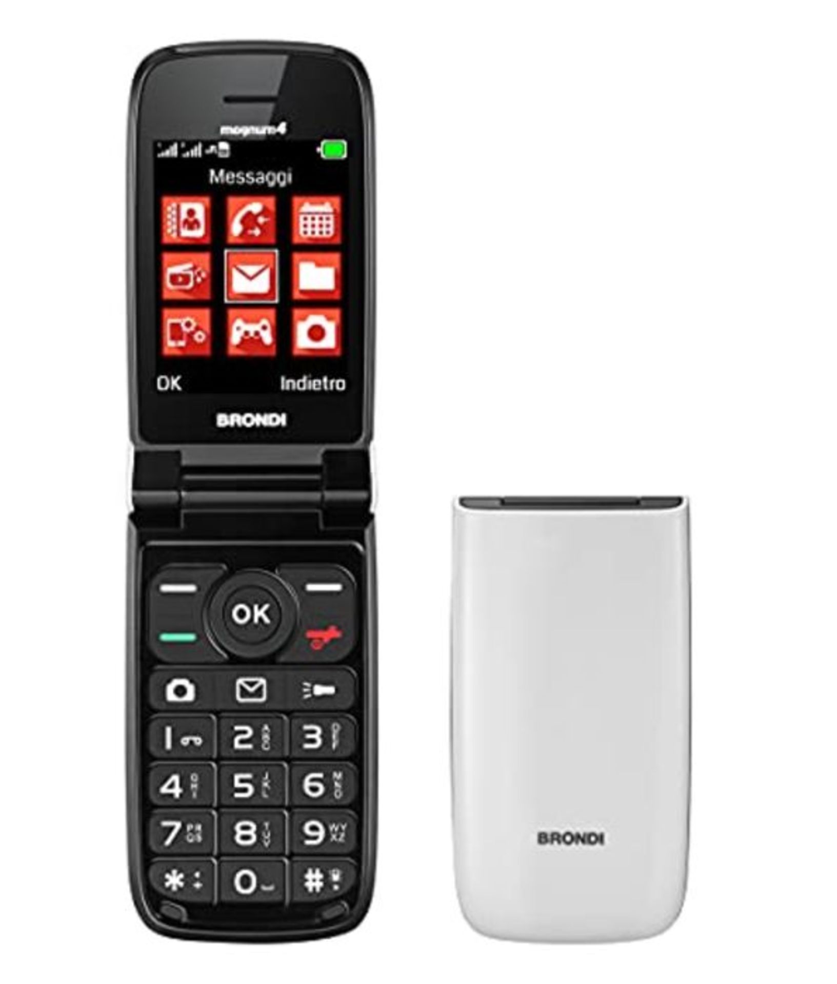 Brondi Magnum 4 Telefono Cellulare Maxi Display, Tastiera Fisica Retroilluminata, Dual
