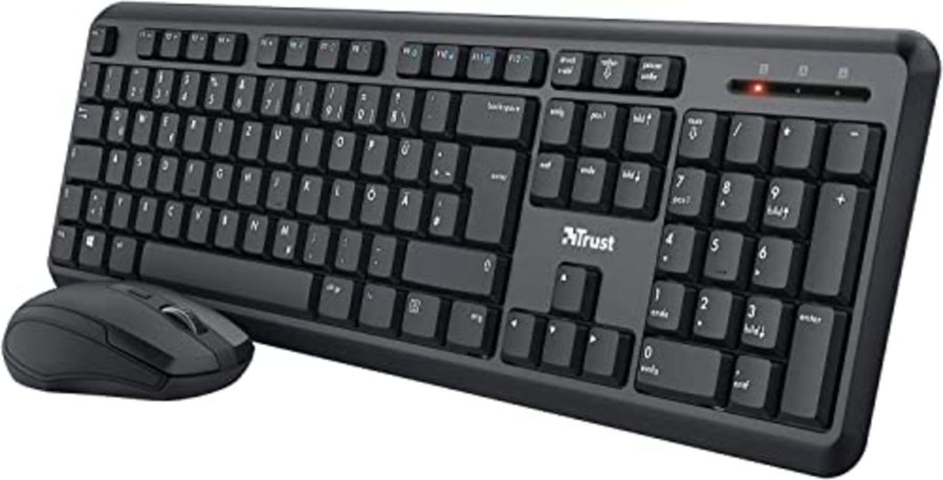 Trust 24080 Ymo Wireless Keyboard Mouse Set - German QWERTZ Layout, Quiet Keys and Mou