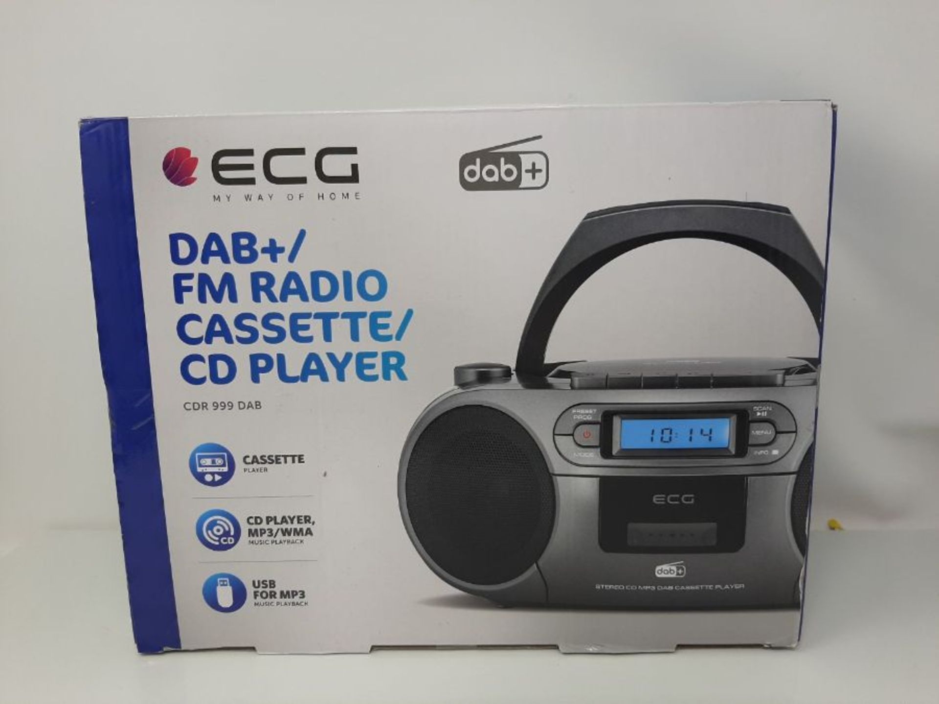 RRP £64.00 ECG CDR 999 DAB DAB+ / FM-Radio mit CD/Kassetten-Player, Silver