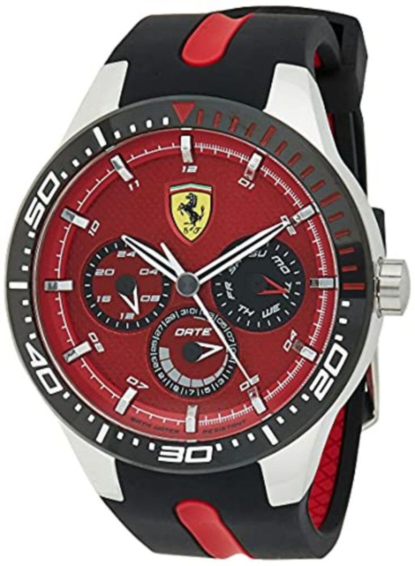 RRP £109.00 Scuderia Ferrari Hommes Multi-cadrans Quartz Montres bracelet avec bracelet en Silicon