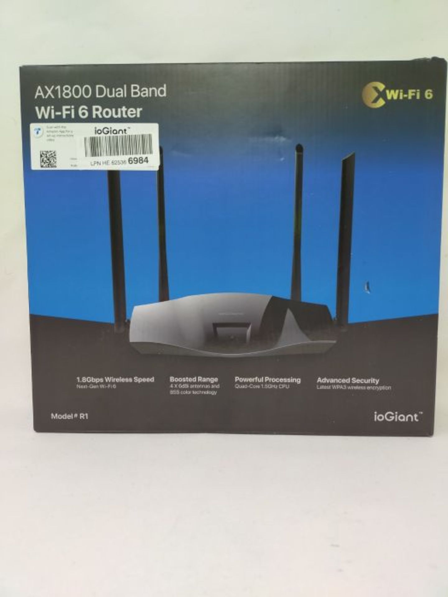 RRP £55.00 ioGiant WLAN 6 Router AX1800 Smart Router, 802.11 ax Dualband, Gigabit WLAN Internet R - Image 2 of 3