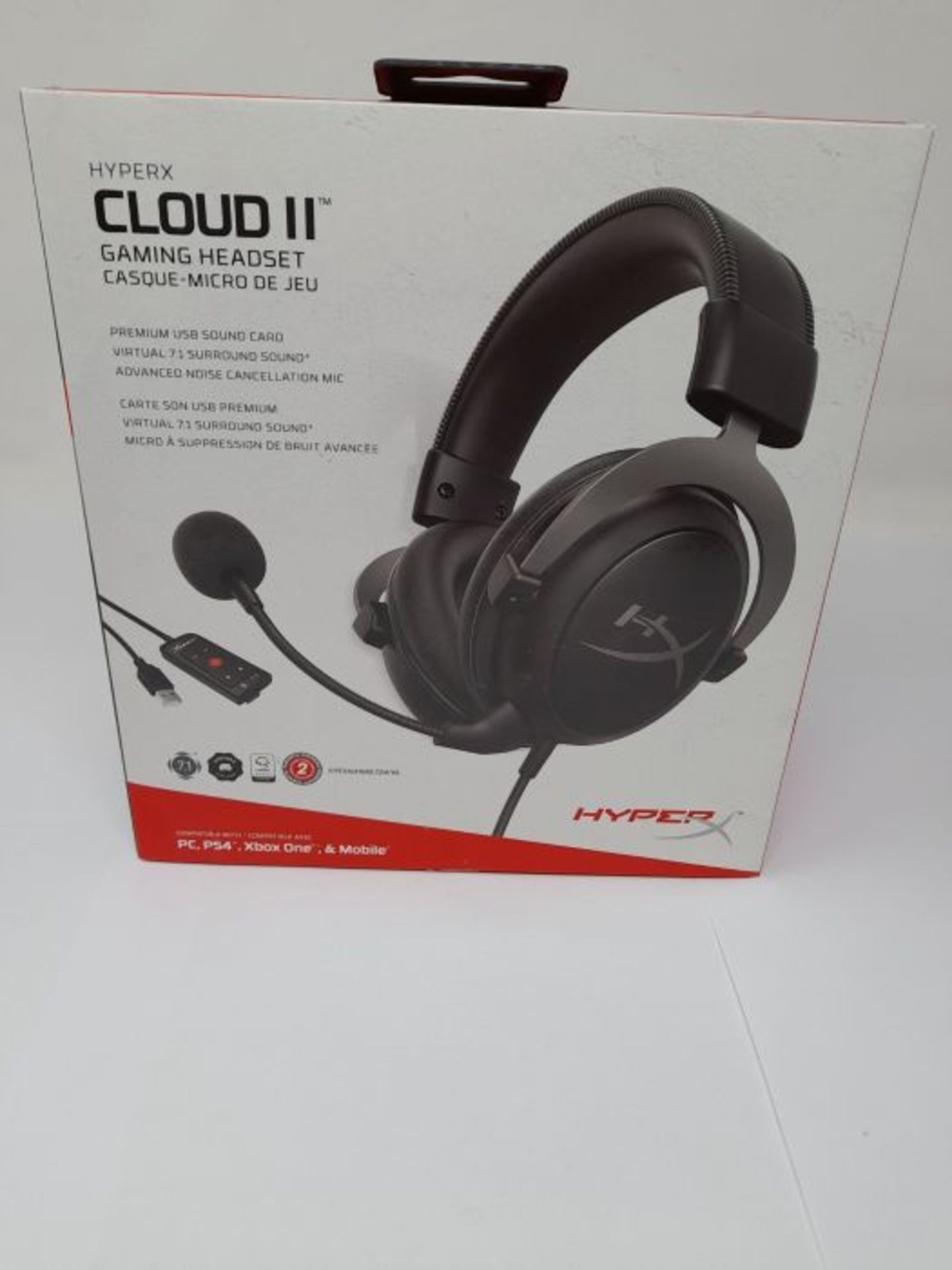 RRP £72.00 HyperX Cloud II 7.1 Virtual Surround Sound Computer Headset with Advanced USB Audio Co - Image 2 of 3