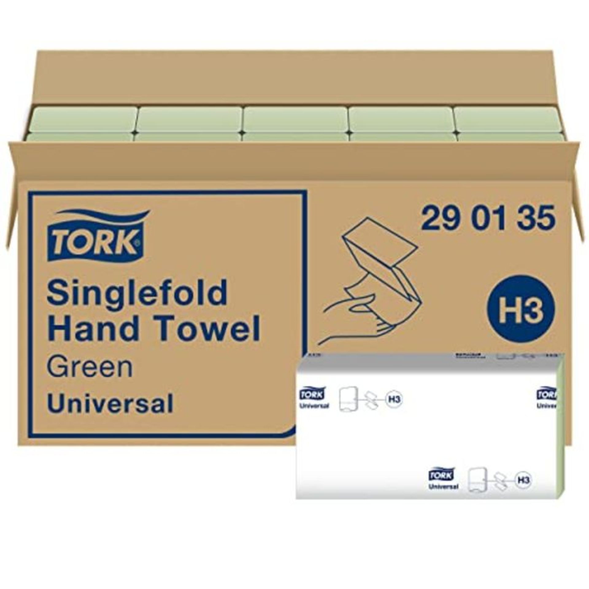 Tork Green Singlefold Hand Towels 290135 - H3 Universal Folded Paper Towels for Single