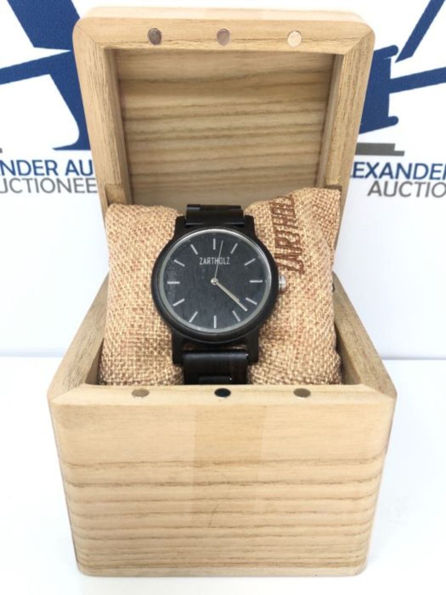 RRP £80.00 ZARTHOLZ Herren Damen Unisex Holzuhr Holz-Armbanduhr Klassik (Sandelholz Schwarz) - Image 2 of 3