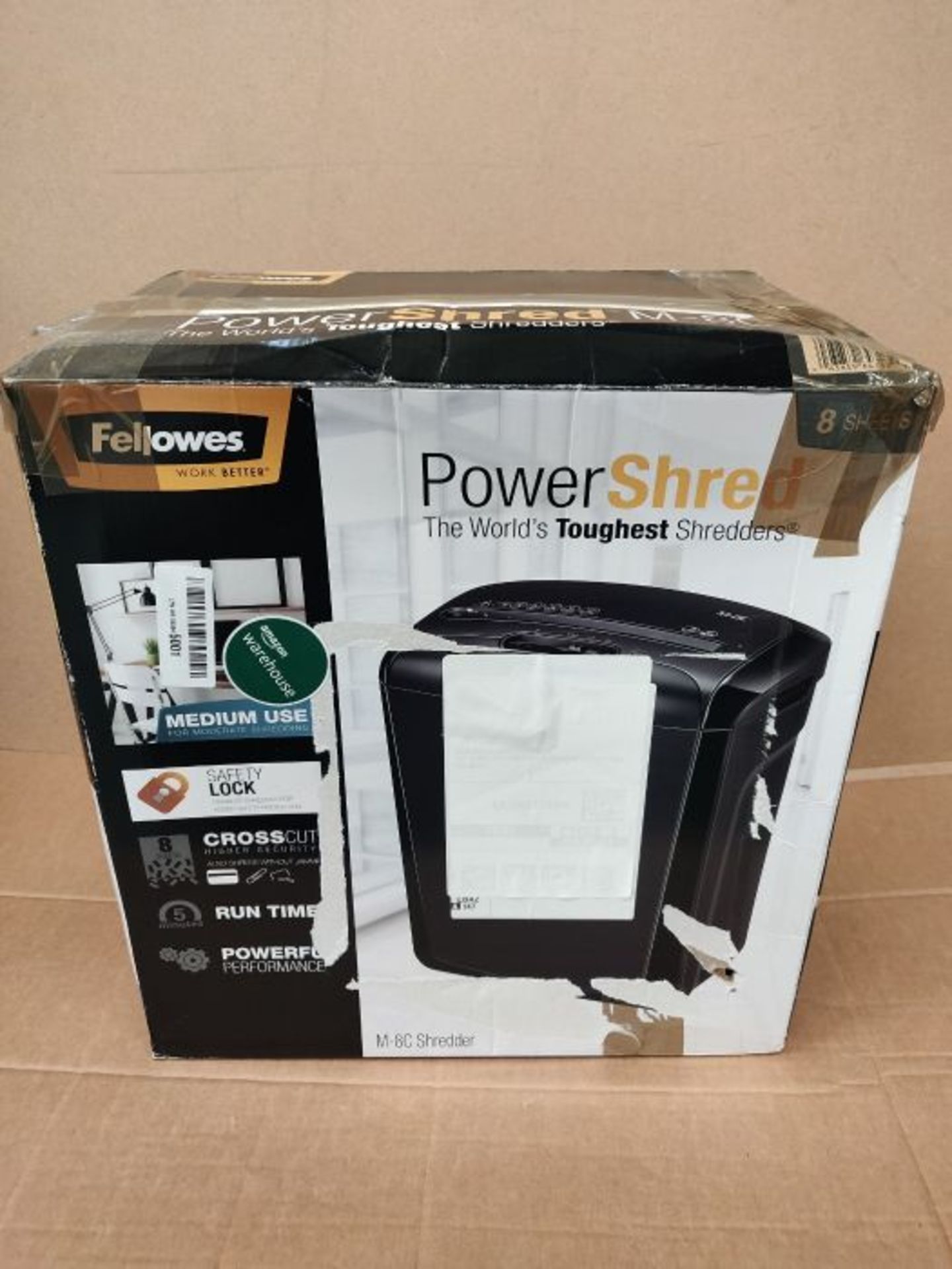 RRP £54.00 Fellowes Powershred M-8C 8 Sheet Cross Cut Personal Shredder with Safety Lock - Image 5 of 6