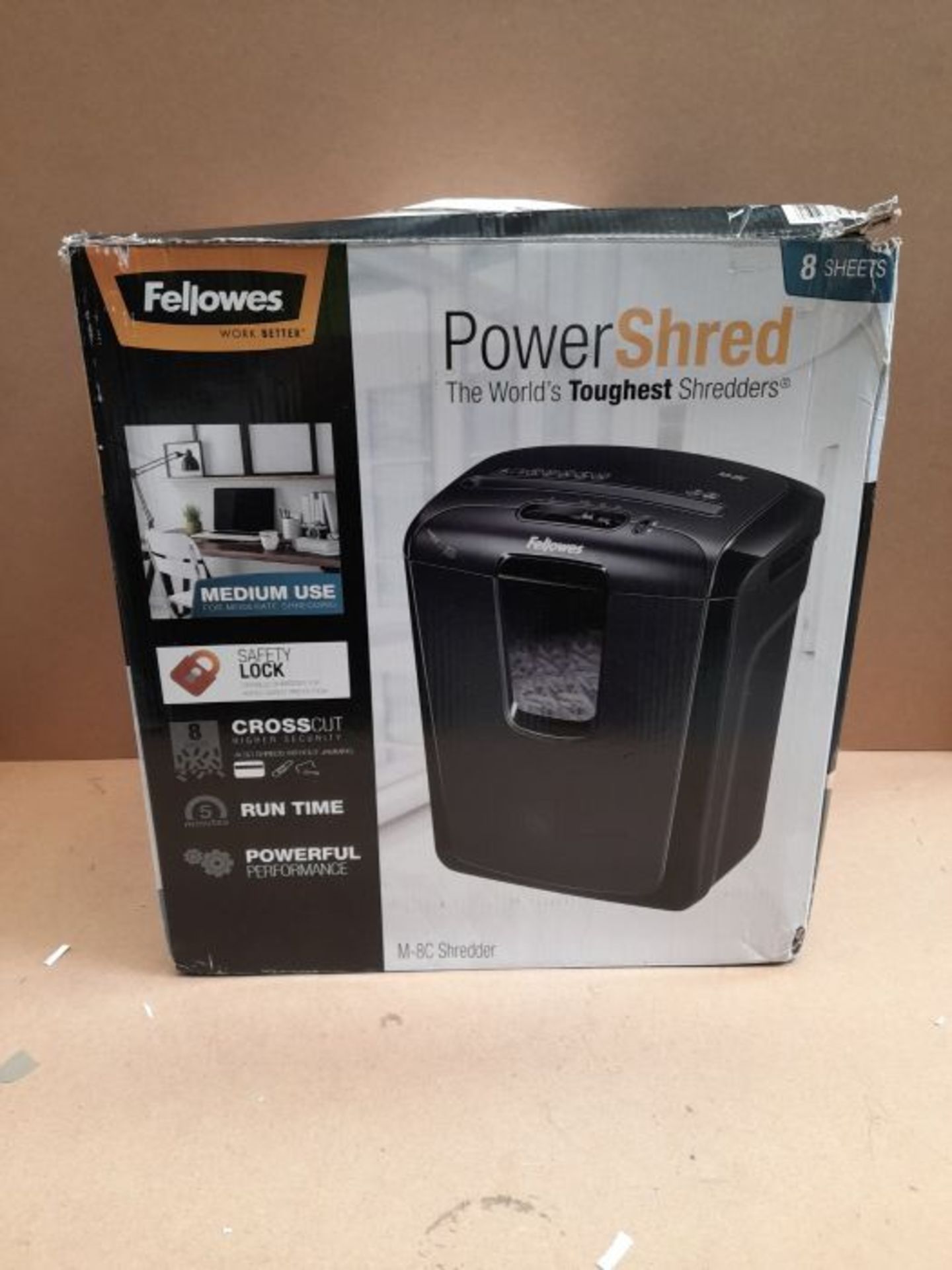 Fellowes Powershred M-8C 8 Sheet Cross Cut Personal Shredder with Safety Lock - Image 2 of 6