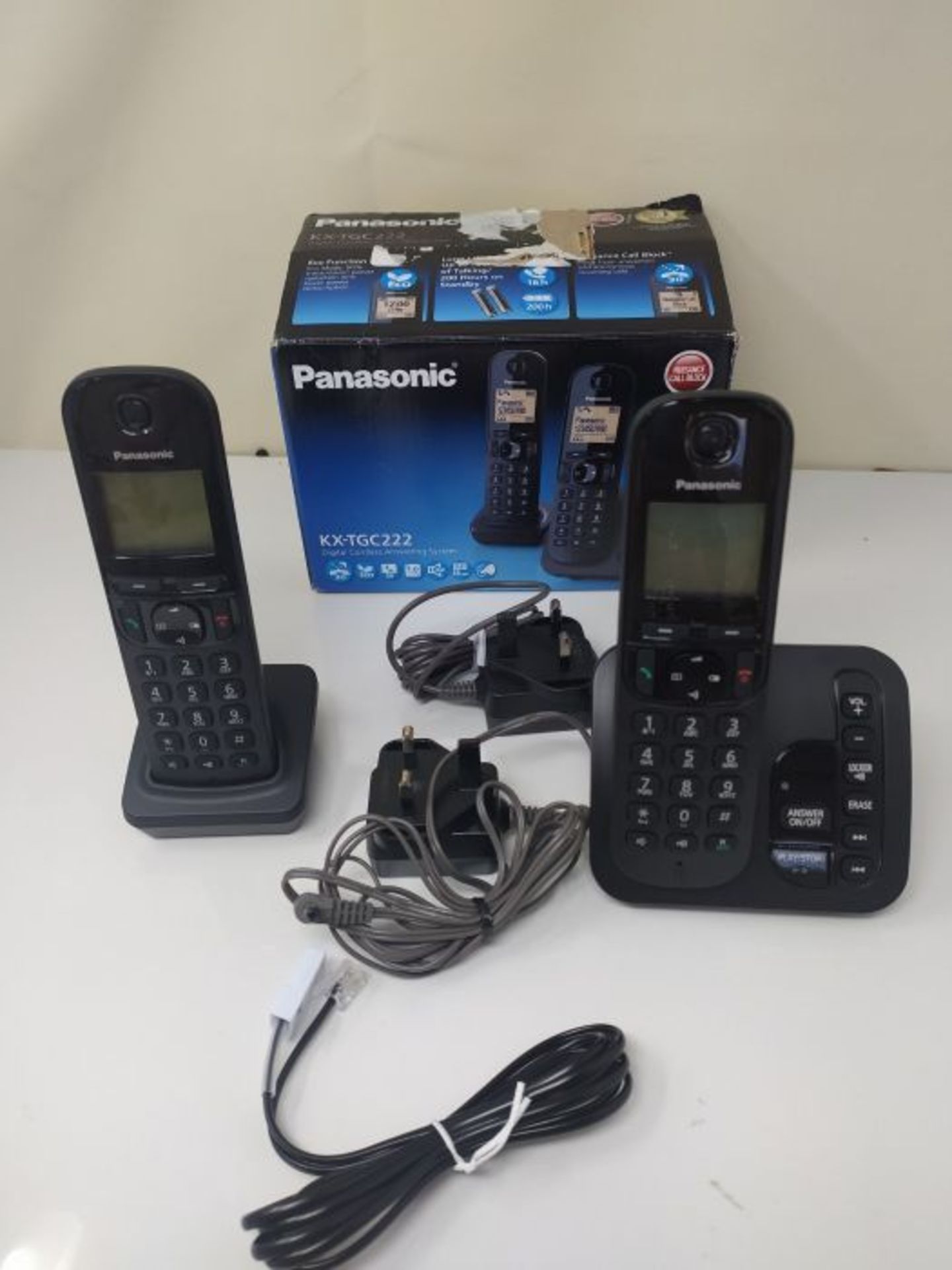 Panasonic KX-TGC222EB DECT Cordless Phone with Answering Machine, 1.6 inch Easy-to-Rea - Image 2 of 4