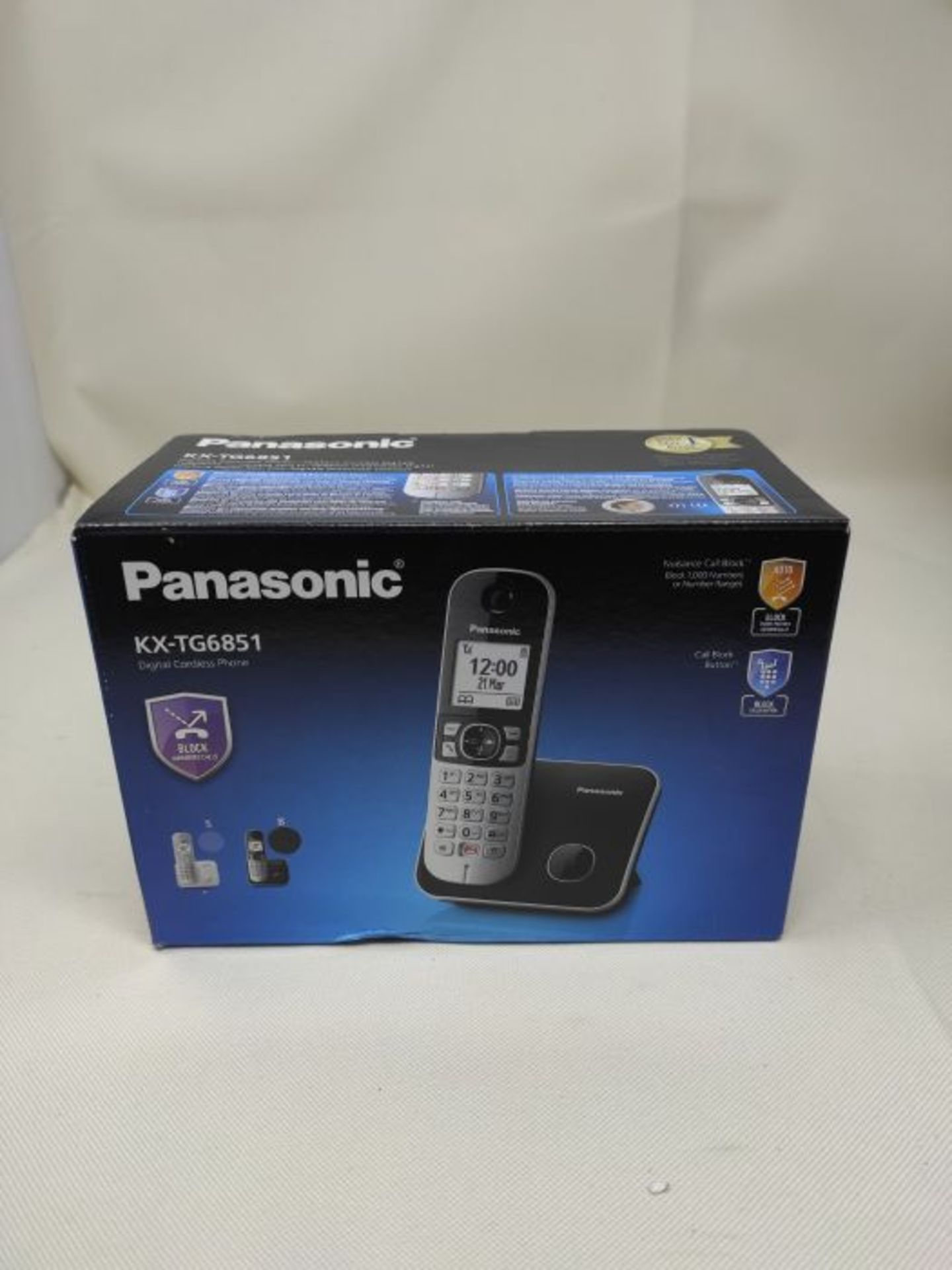 Panasonic KX-TG6851JTB Telefono Cordless DECT, Schermo LCD da 1.8", Base Design Sottil