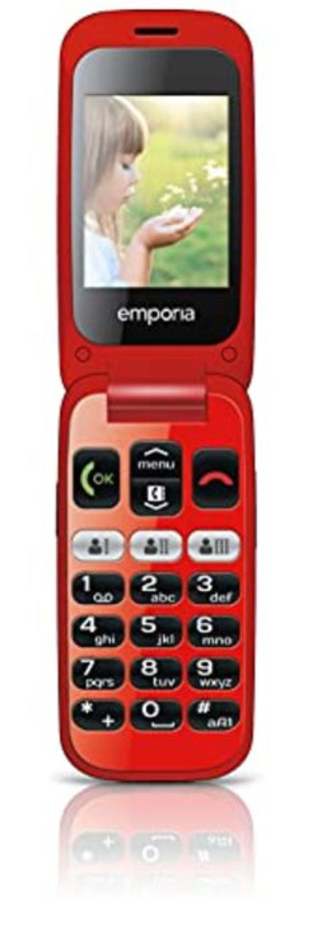 RRP £54.00 Emporia ONE V200_001 Einfach zu bedienendes Klappenhandy mit 2MP Kamera, Schwarz/Rot