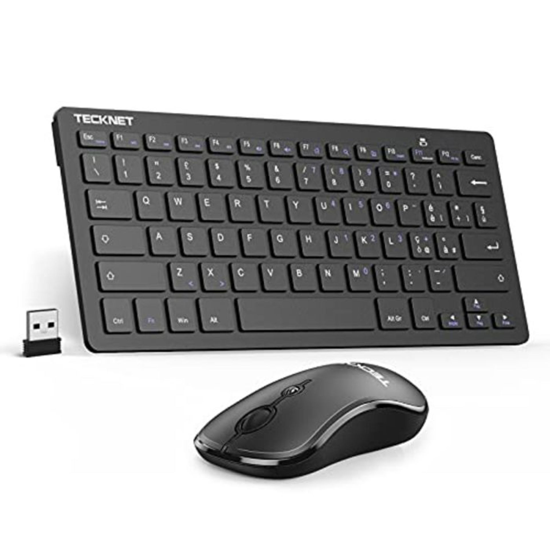 TECKNET Wireless Keyboard and Mouse Set, 2.4GHz Slim Full-Size Advanced Combo Wireless