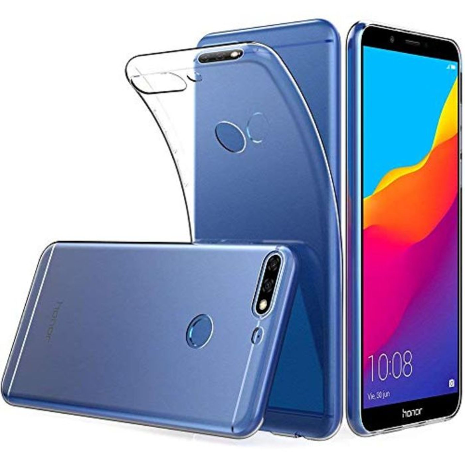 Soft TPU Transparent Fit Protector Case for Honor 7C, Huawei Y7 (2018), Anti Slip, Scr