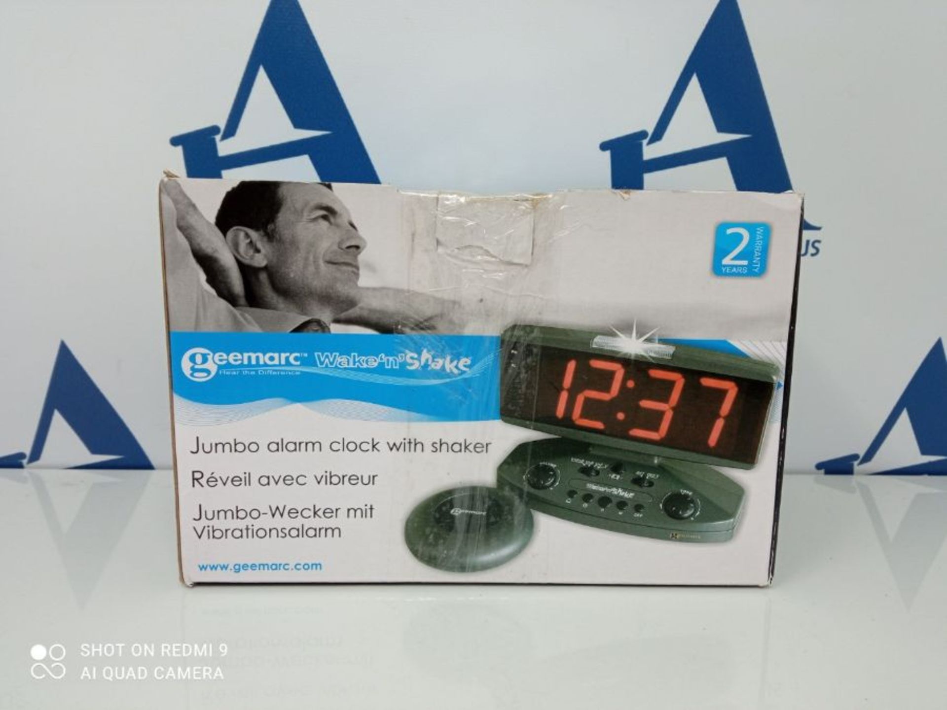 Geemarc Wake'n shake - Vibrationswecker 95dB mit grosser Anzeige und Lichtblitz