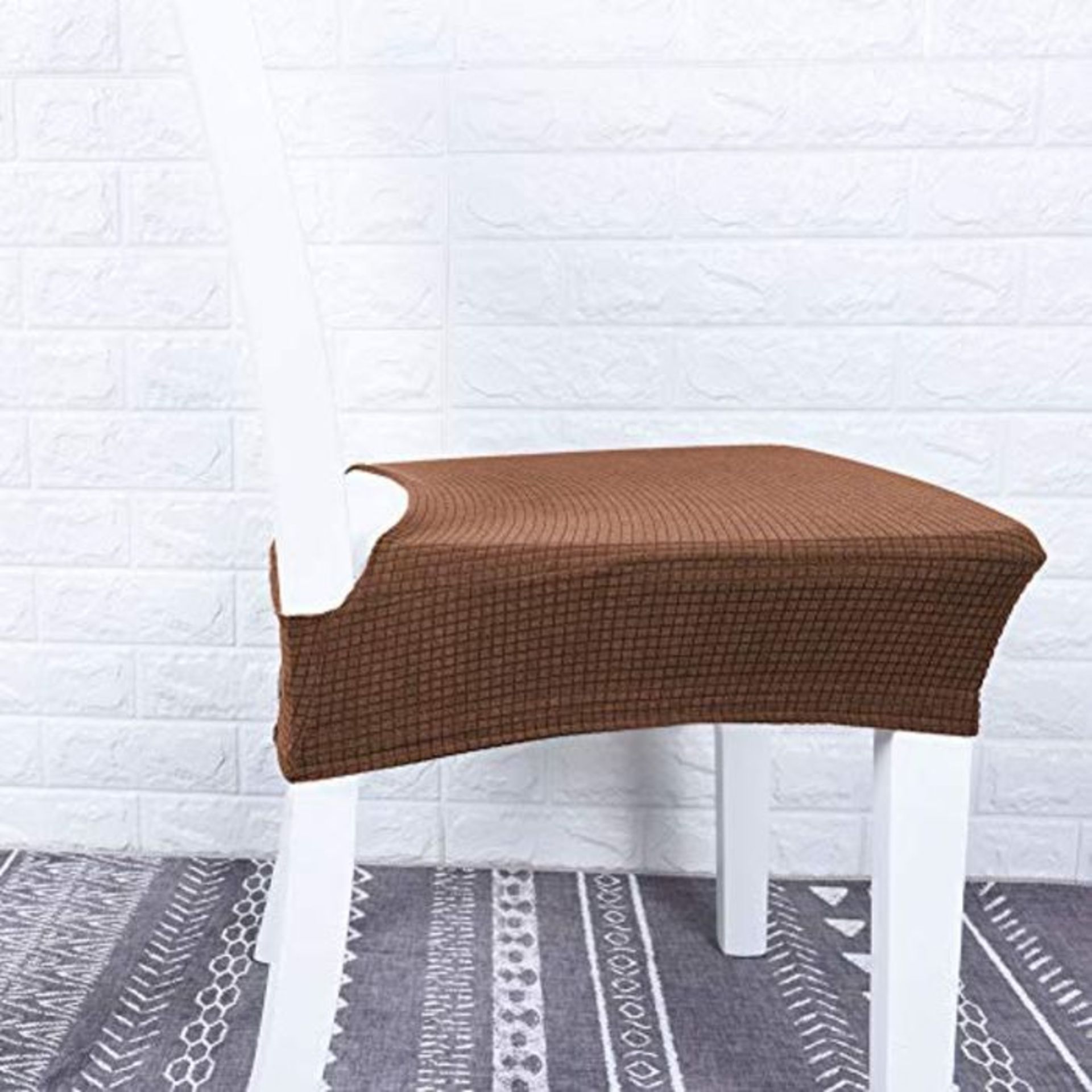 4Pcs Chair Cover Elastic Jacquard Waterproof Washable Removable Protective Dining Seat - Image 3 of 4