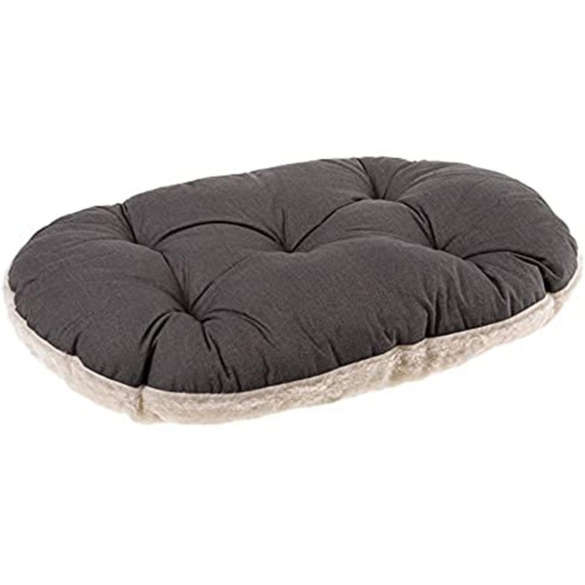 Ferplast Relax F 55/4 Cat and Dog Bed, Cotton/Fur, 55 x 36 cm, Grey/Beige