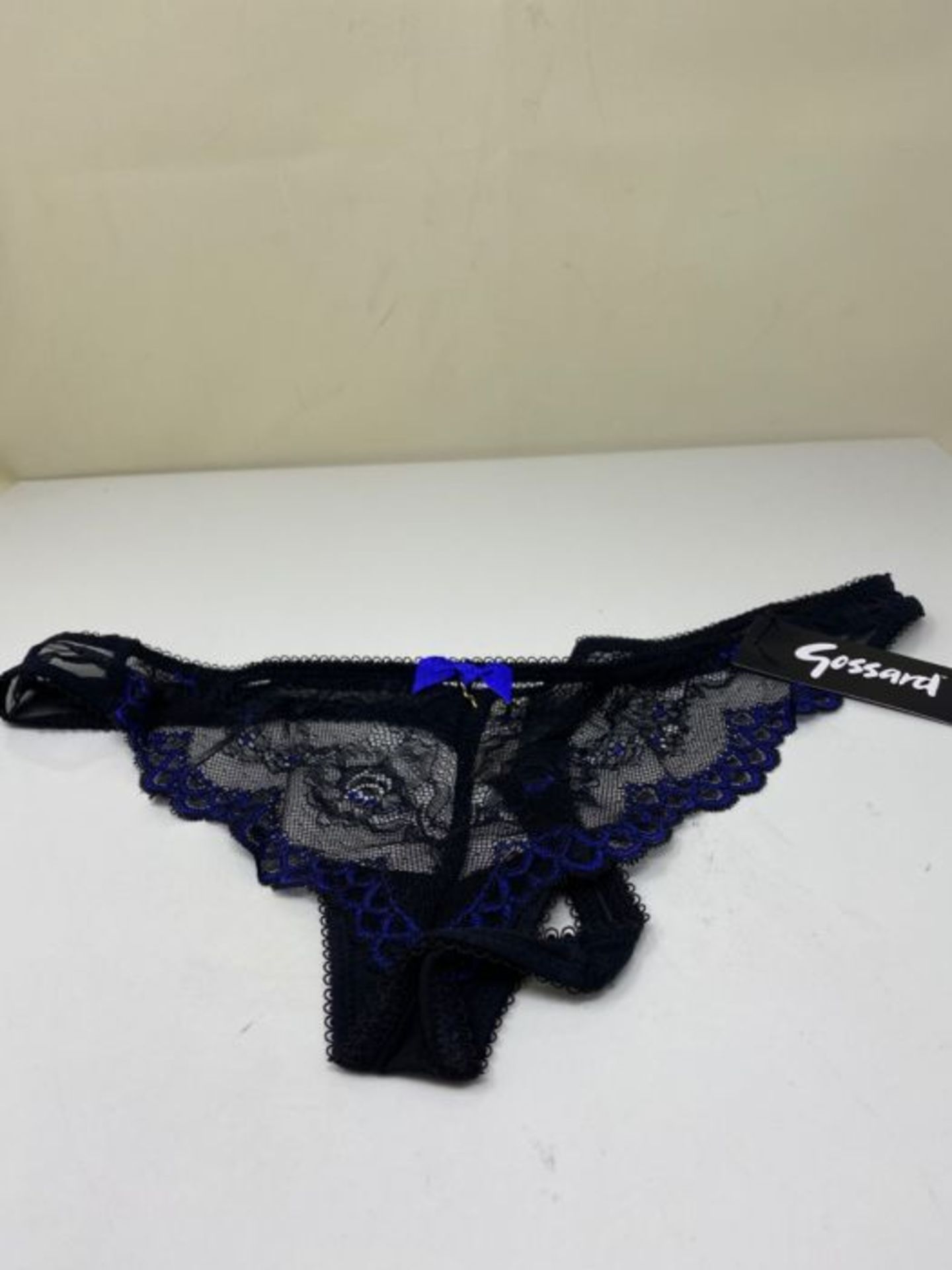 Gossard Women's Superboost Lace Thong Panties, Black/Electric Blue, Extra Small - Image 2 of 4