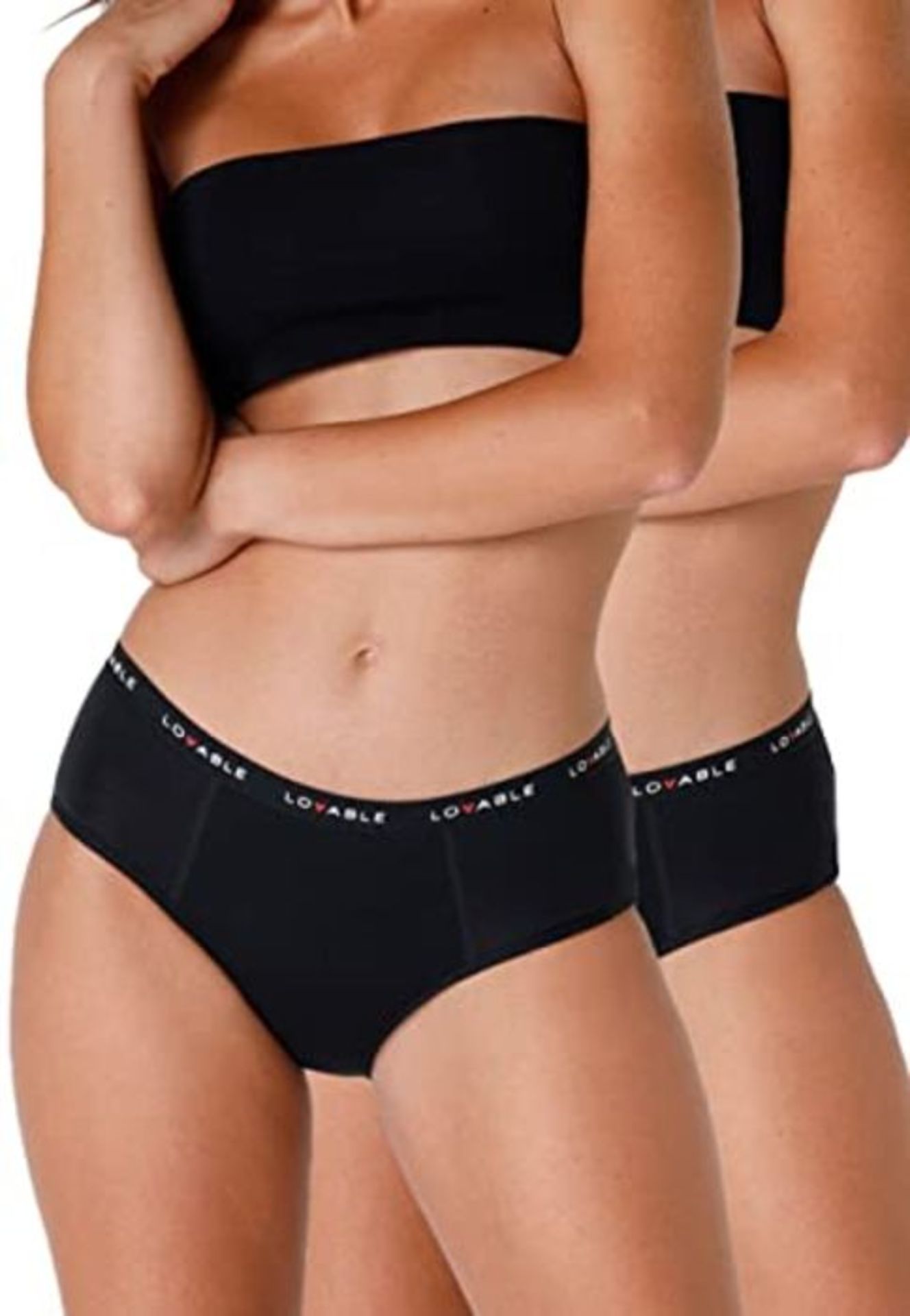 Lovable Women's Period Panties Underwear, Nero, L (Pack of 2)