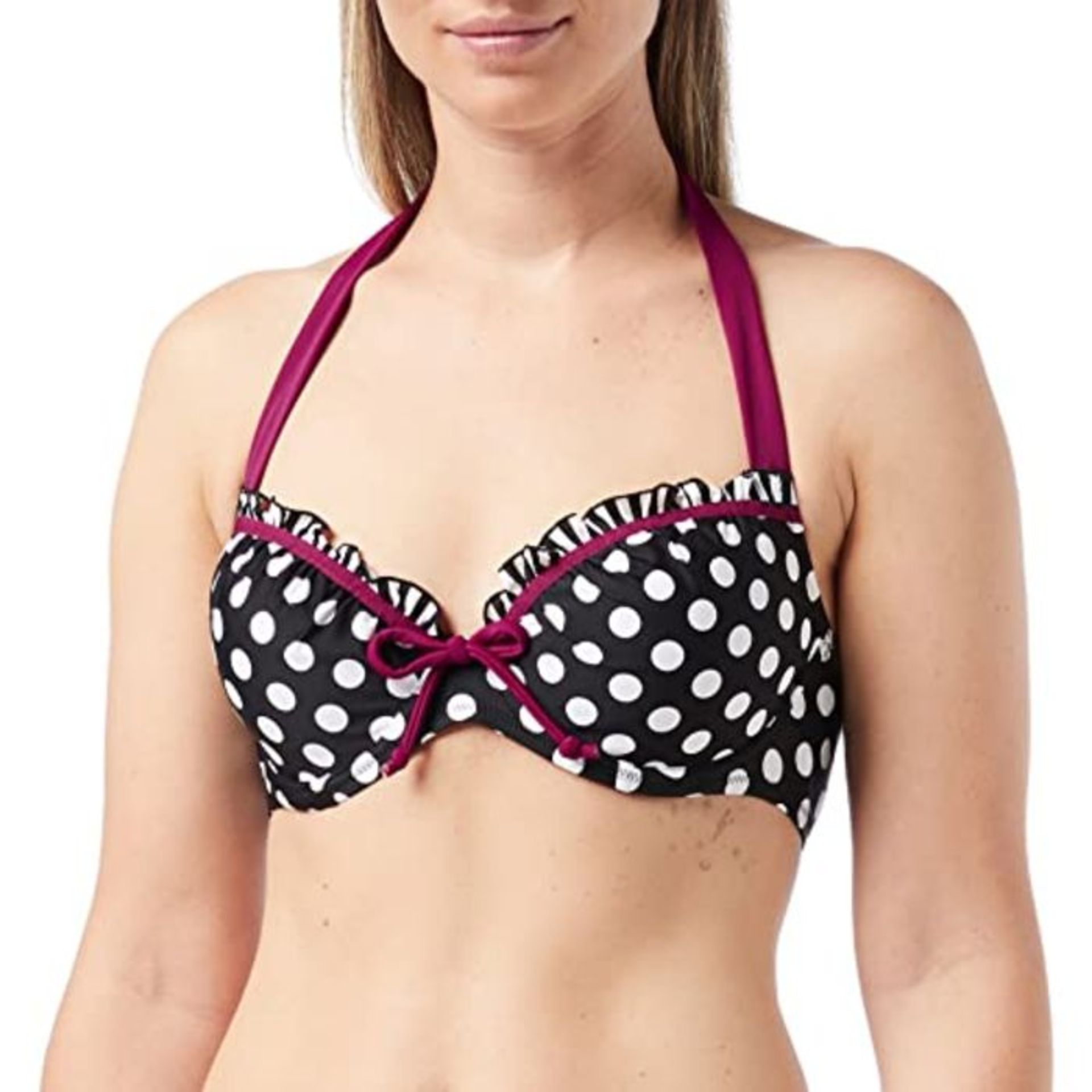 Pour Moi? Women's Sea Breeze Lightly Padded Halter Underwired Top Bikini, Black/White/ - Image 3 of 4