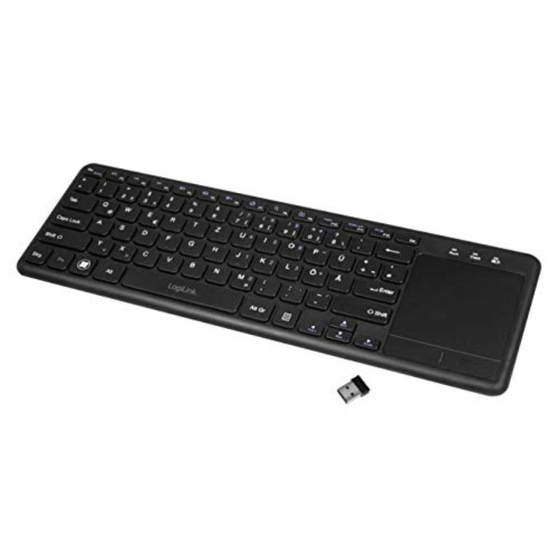 LogiLink ID0188 - Funk Tastatur mit eingebautem Touchpad, 12 praktischen Multimedia Fu