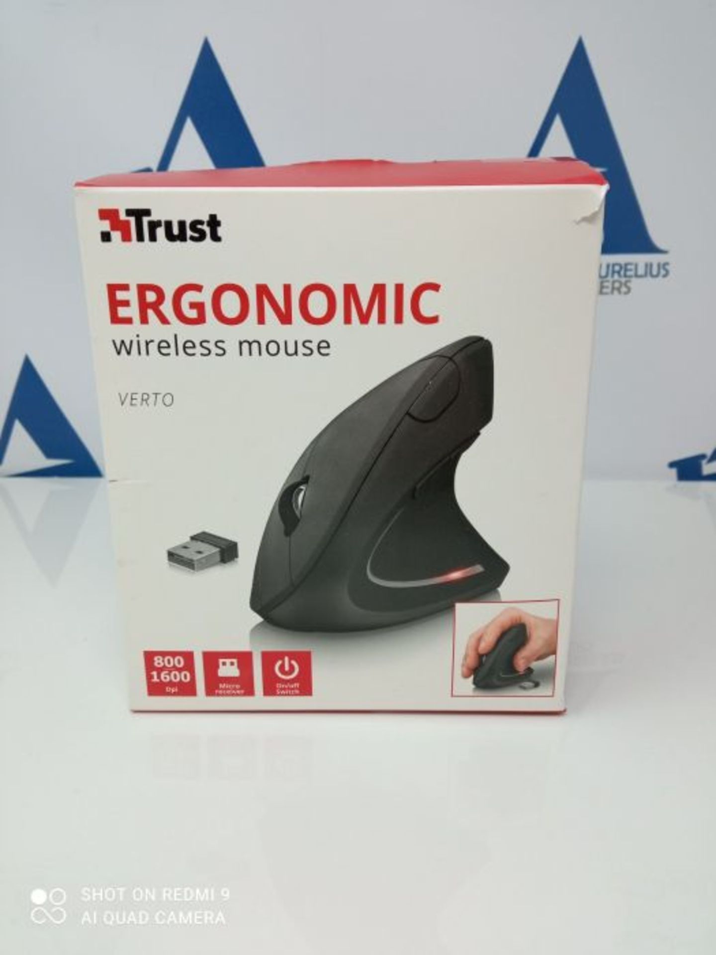 Trust Verto Mouse Verticale Wireless, Mouse Ergonomico senza Filo, 800/1200/1600 DPI, - Image 2 of 3