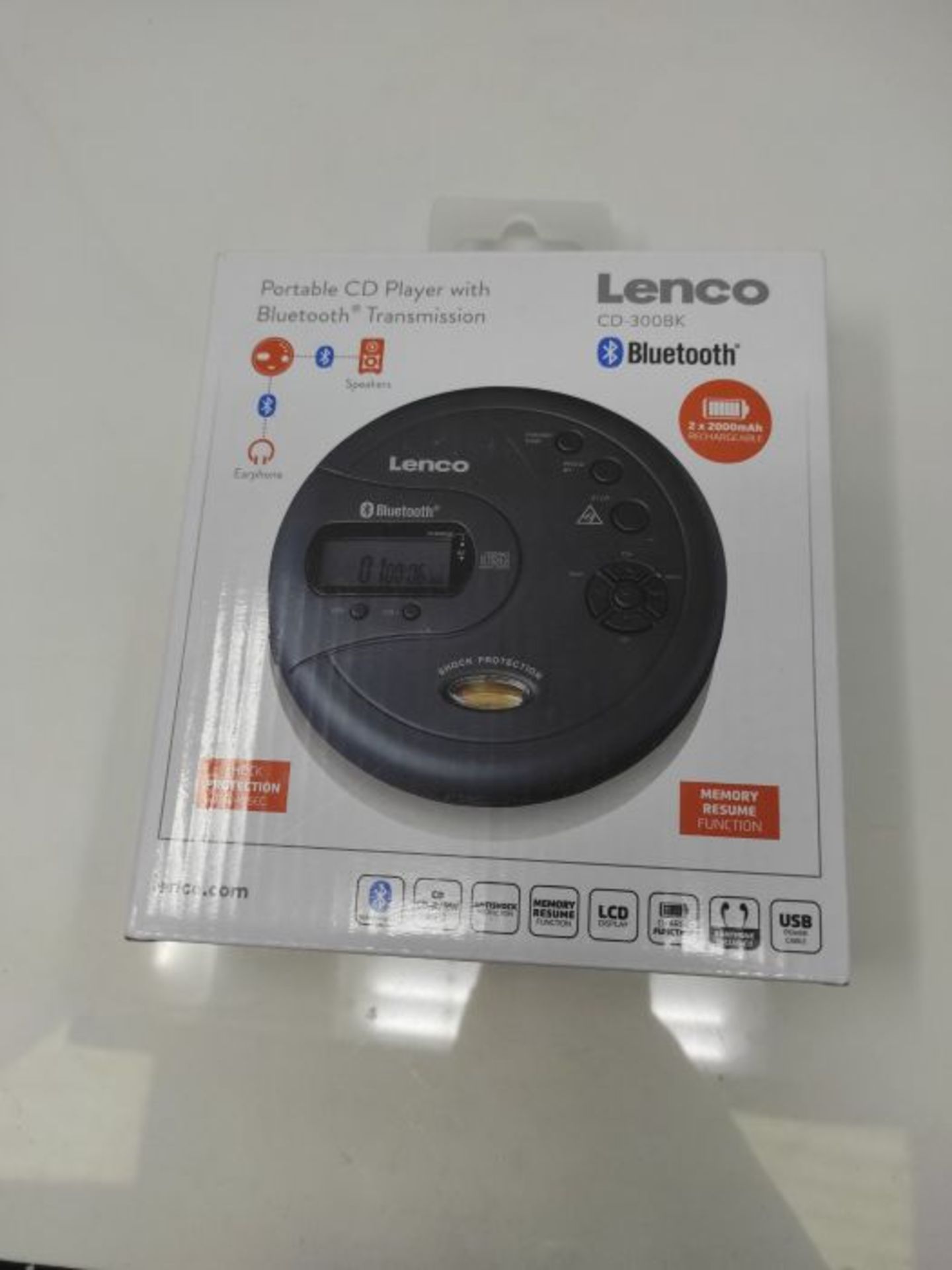 RRP £59.00 Lenco CD-300 - Tragbarer CD-Player Walkman - Bluetooth Diskman - CD Walkman - MP3 Funk - Image 2 of 3