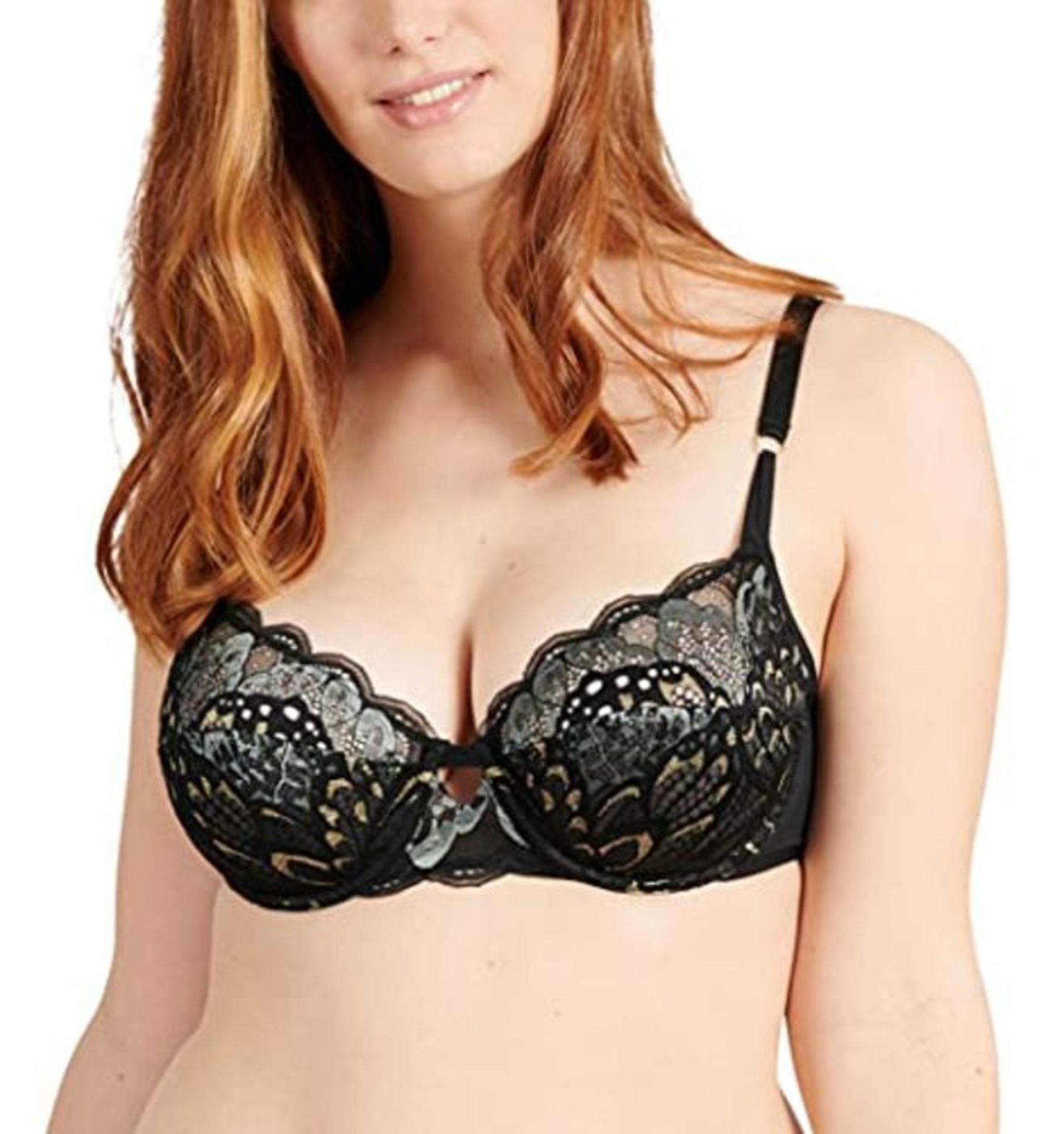 Sans Complexe Women's Attraction 73AAG66 Underwired Half Cup Bra, Noir/Dore, 95D