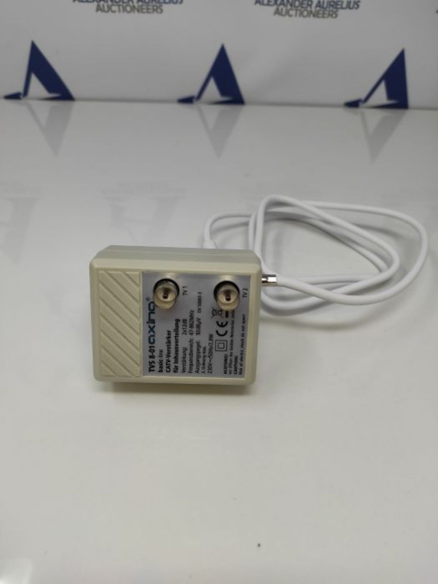 Axing TVS 8-01 Breitbandverstärker mit 2 Ausgängen (2 x 12 dB) für DTT und FM oder