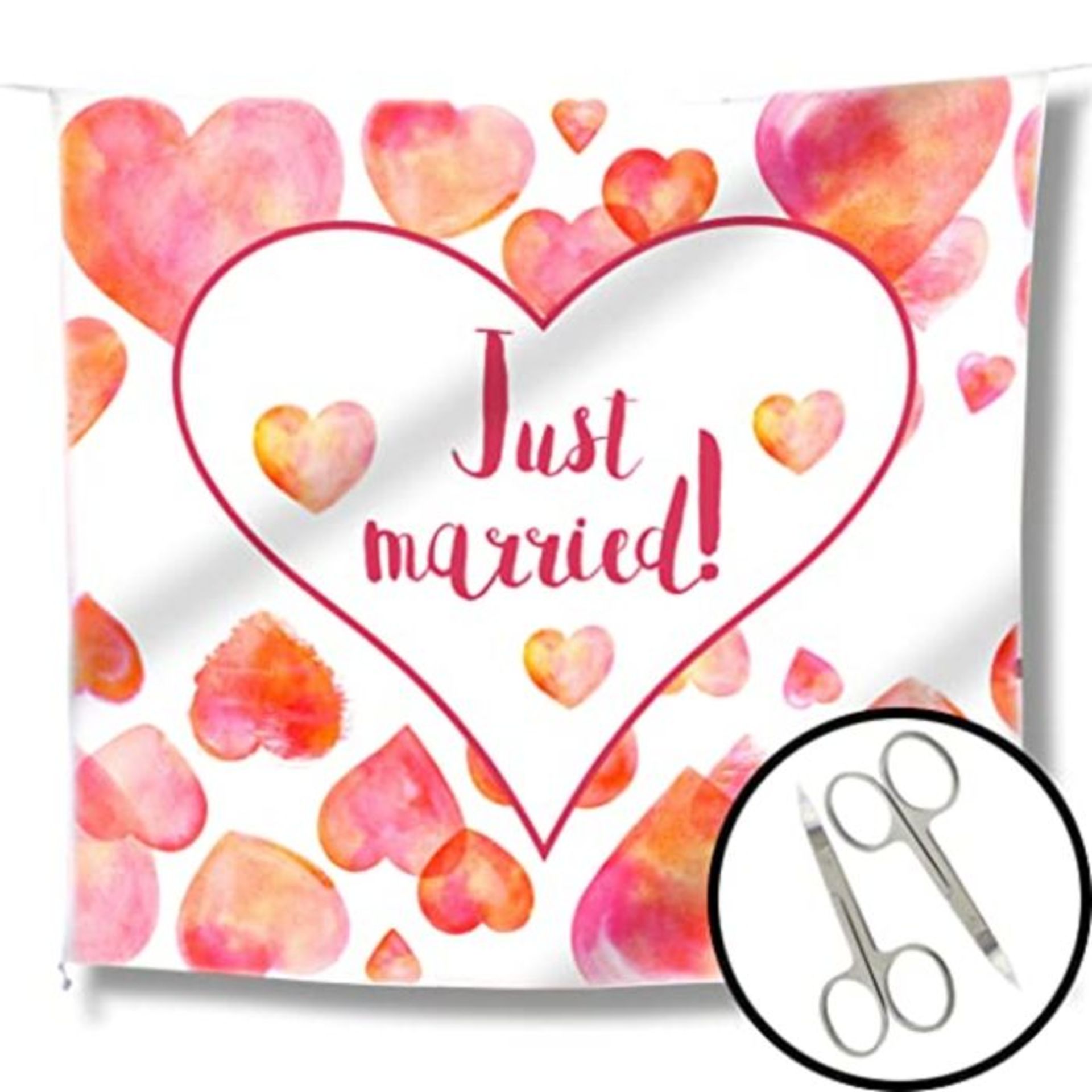 WeddingTree wedding sheet Just married Watercolor Hearts- wedding heart to be cut out