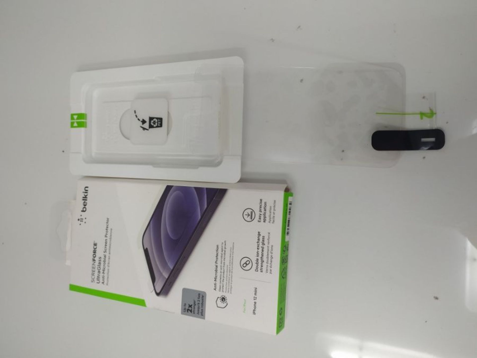 Belkin iPhone 12 Mini Screen Protector UltraGlass Anti-Microbial (Ultimate Protection - Image 2 of 2