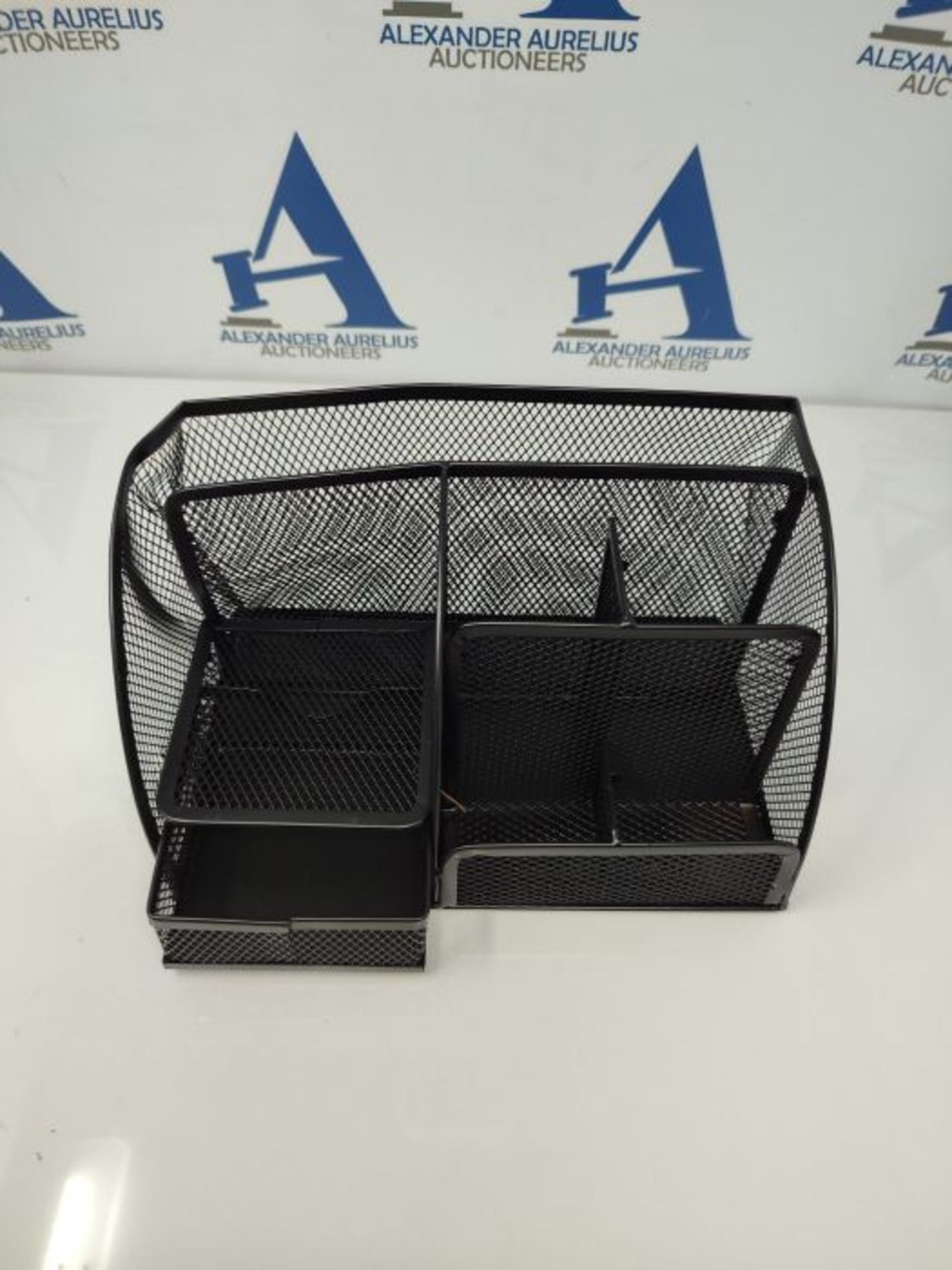 New Office Storage Simple Houseware Mesh Desk Organizer with Sliding Drawer, Five Slot - Image 2 of 3