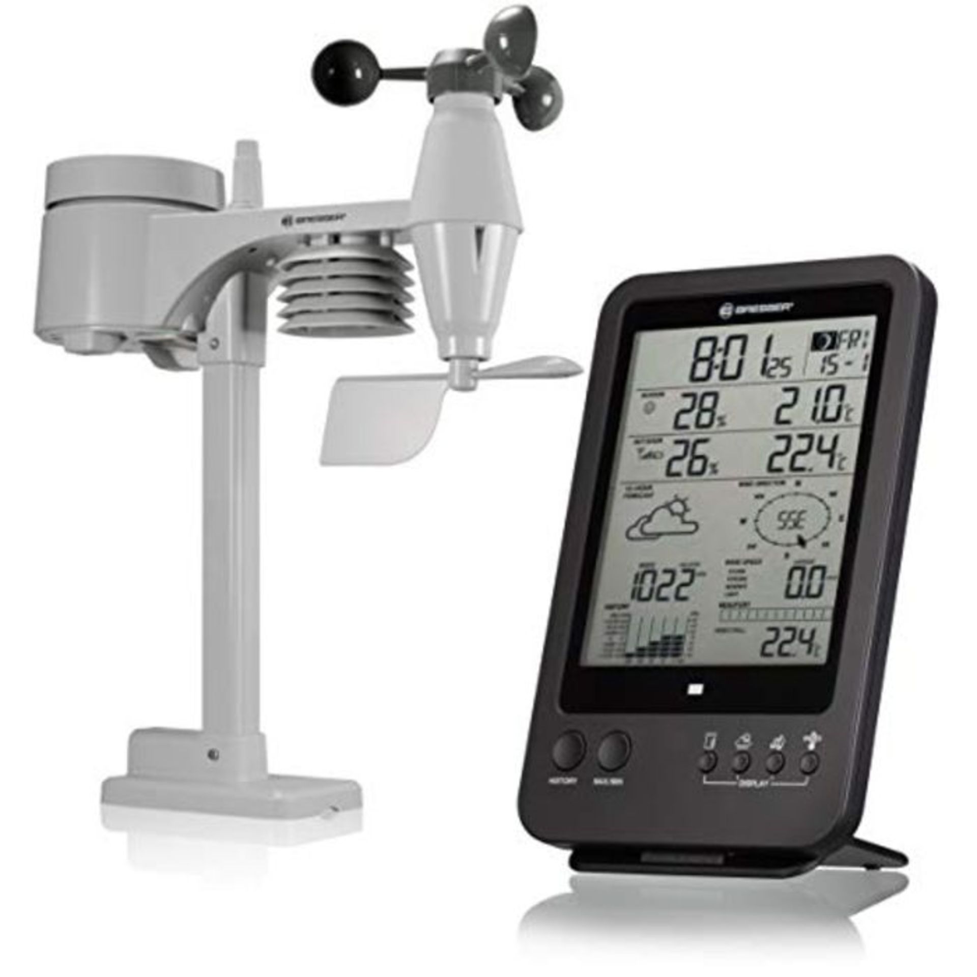 RRP £89.00 Bresser Wetterstation Funk mit AuÃxensensor Wetter Center 5-in-1 (5,5 Zoll Display,