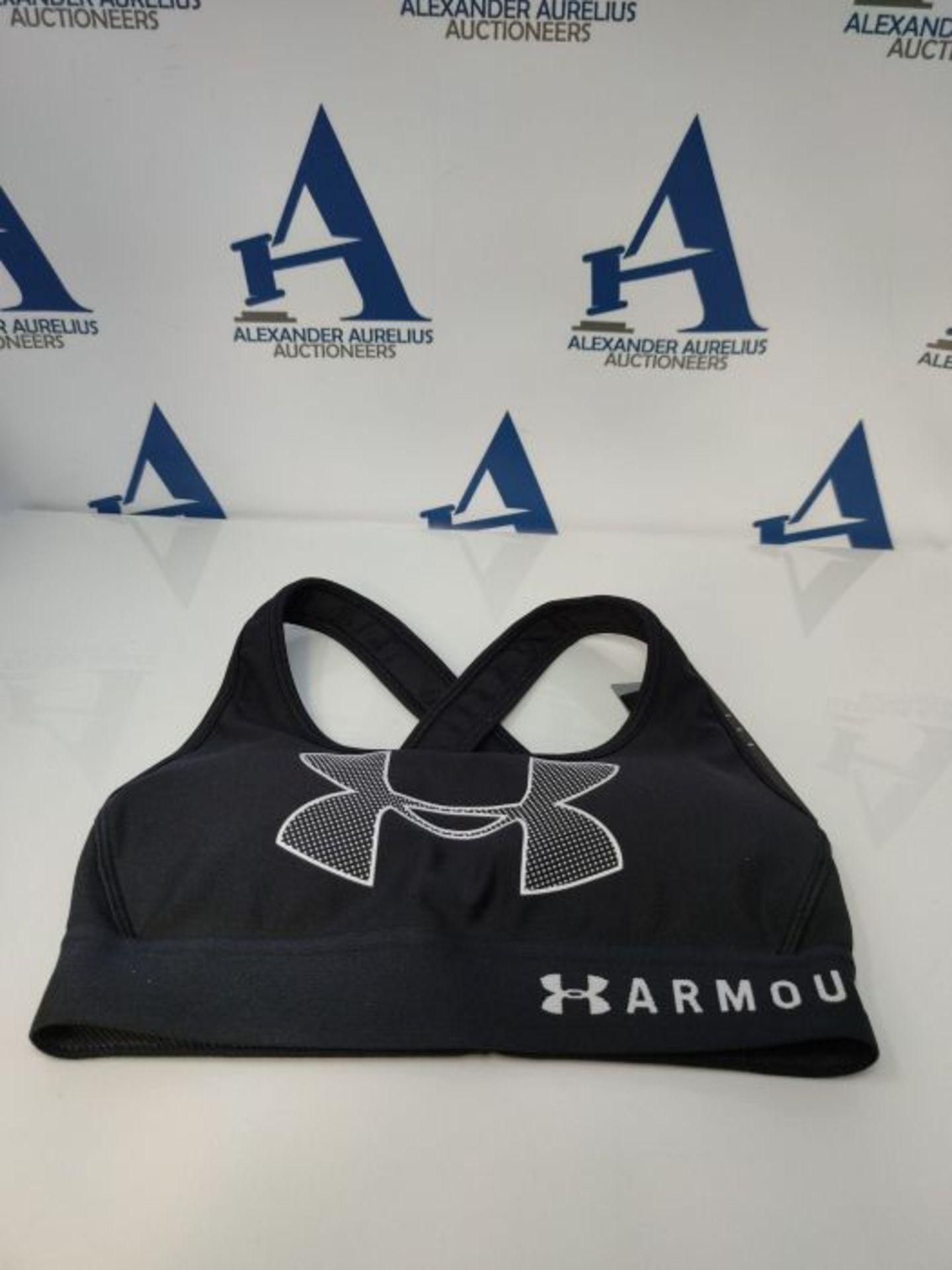 Under Armour Cross Back Graphic Sport Bra - Black/White, X-Small - Image 2 of 2