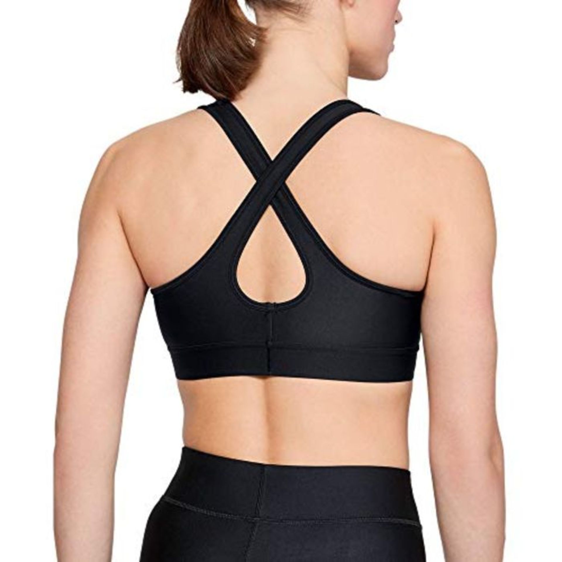 Under Armour Cross Back Graphic Sport Bra - Black/White, X-Small