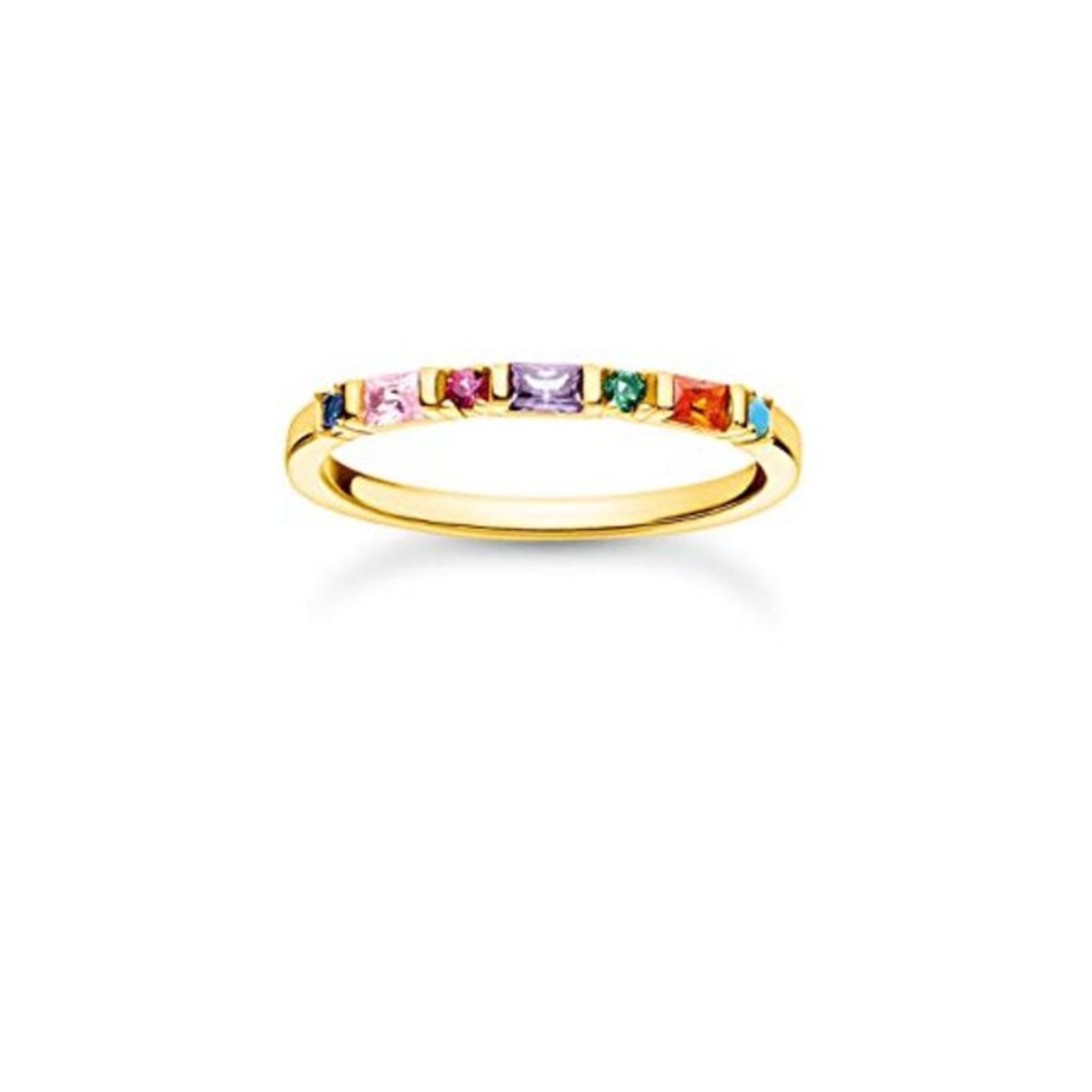 RRP £88.00 THOMAS SABO Ring mit mehrfarbigen Zirkonia Steinen in Rund- und Baguette-Schliff, 750