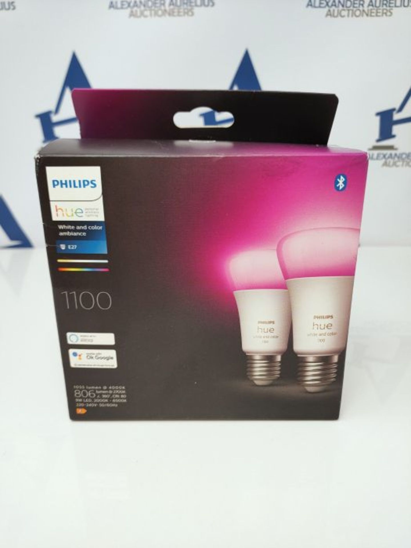 RRP £80.00 Philips Hue New White and Colour Ambiance Smart Light Bulb 2 Pack 75W - 1100 Lumen [E2 - Image 2 of 3