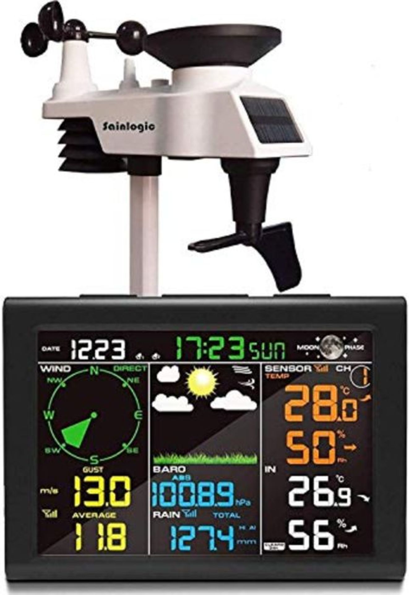 RRP £129.00 sainlogic FT0835 wireless weather station with outdoor sensor, 8-in-1 wireless weather