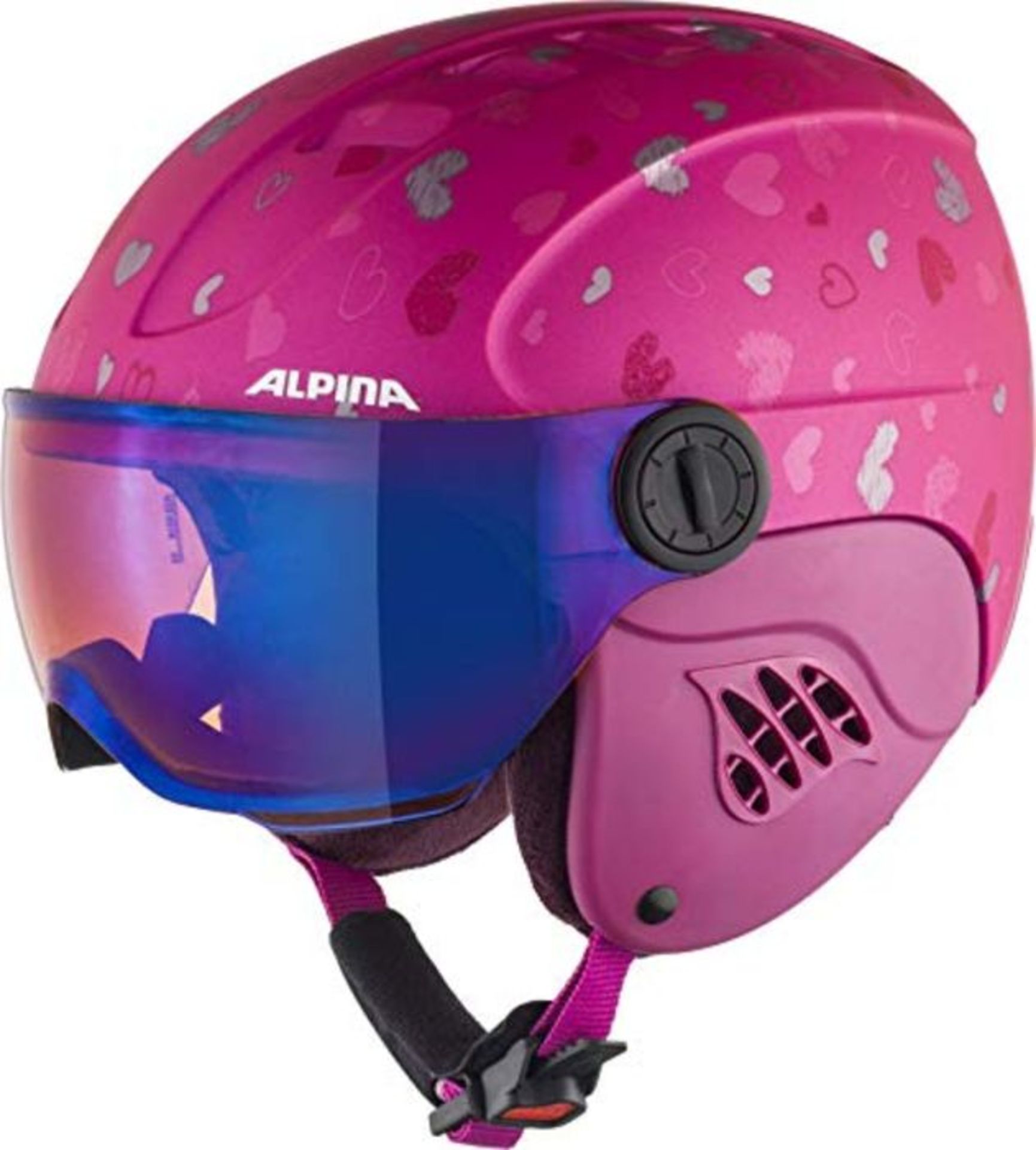RRP £83.00 ALPINA Carat Le Visor HM Casque de ski Fille, Berry-Hearts Matt, 54-58 cm
