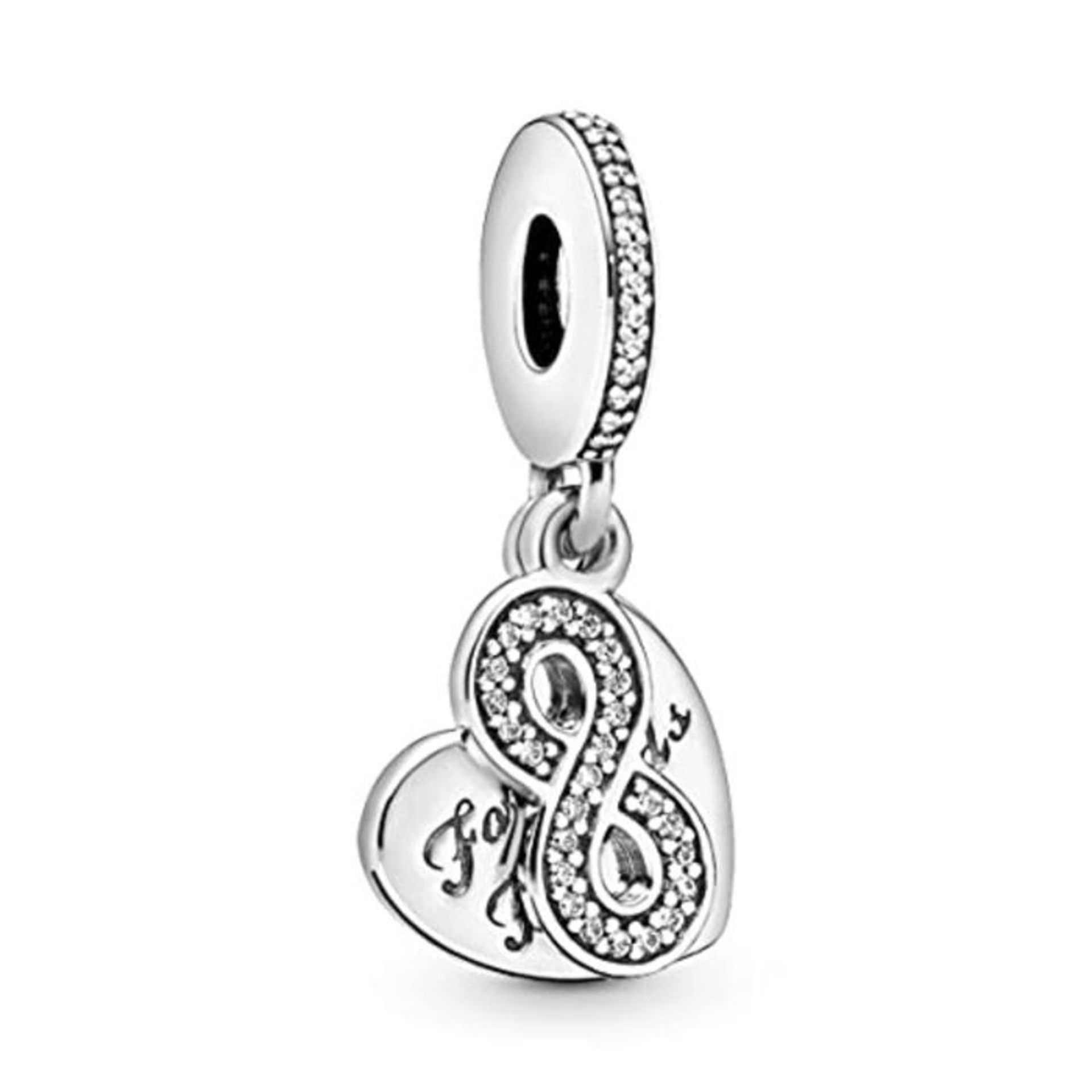 Pandora Moments Women's Sterling Silver Forever Friends Heart Cubic Zirconia Dangle Ch