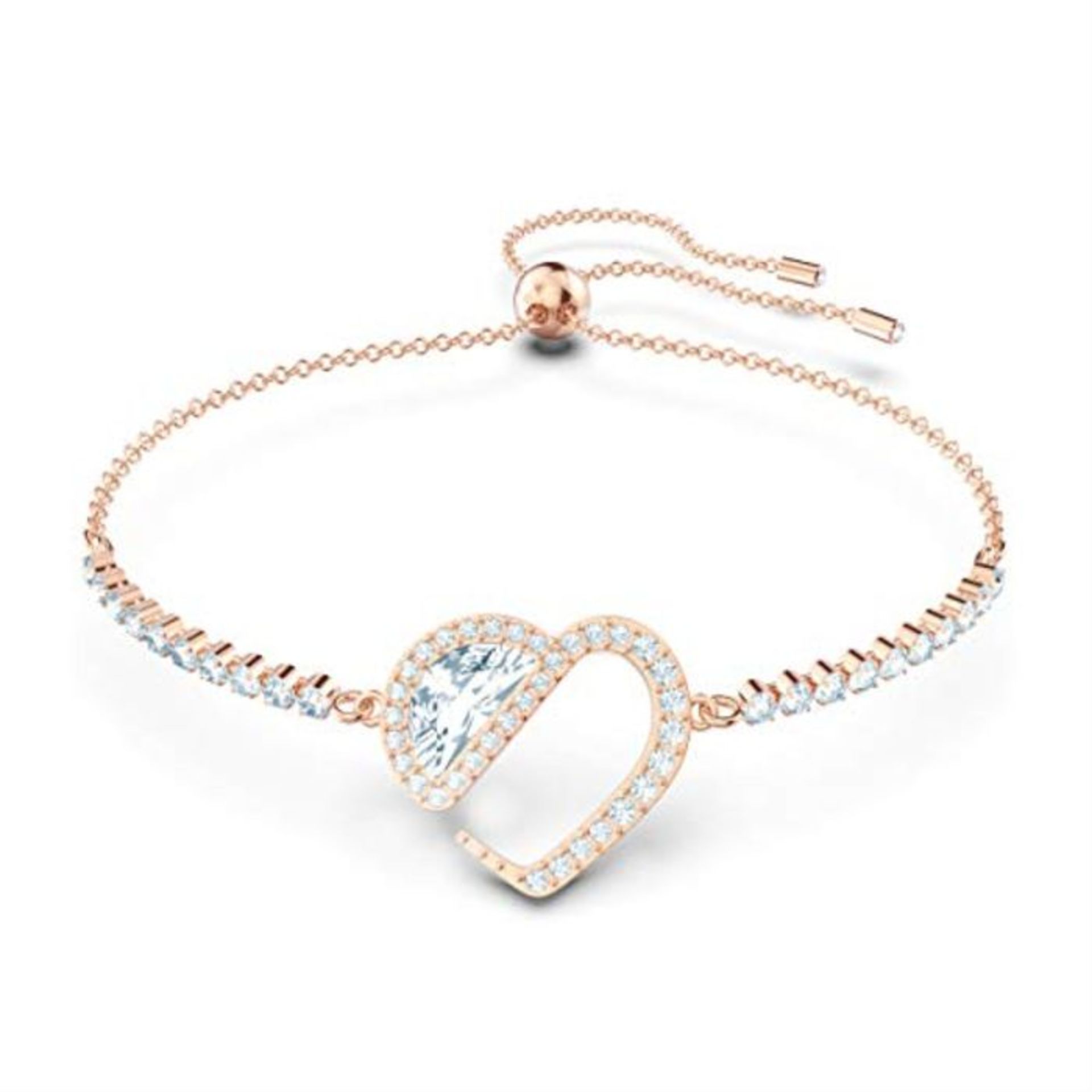 RRP £99.00 Swarovski Bracelet Hear Heart, blanc, métal doré rose