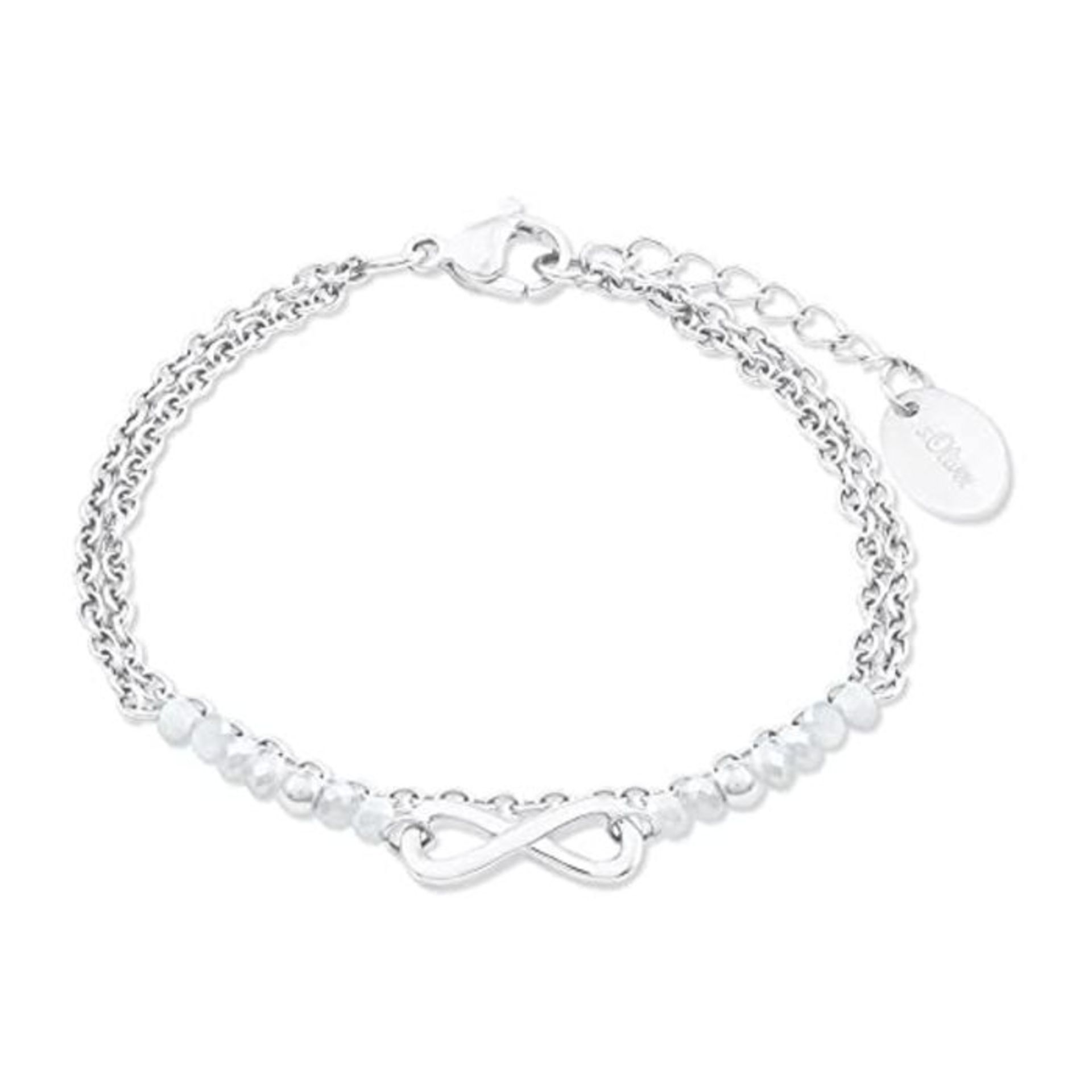 [CRACKED] s.Oliver Armband für Damen, Edelstahl, Glas Infinity