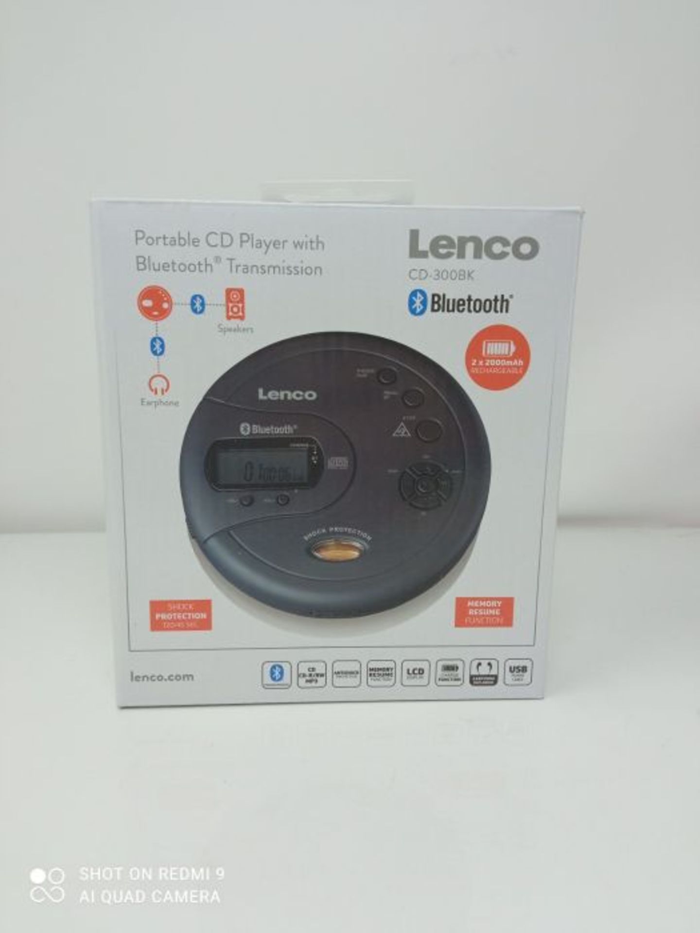 RRP £59.00 Lenco CD-300 - Tragbarer CD-Player Walkman - Bluetooth Diskman - CD Walkman - MP3 Funk - Image 2 of 3