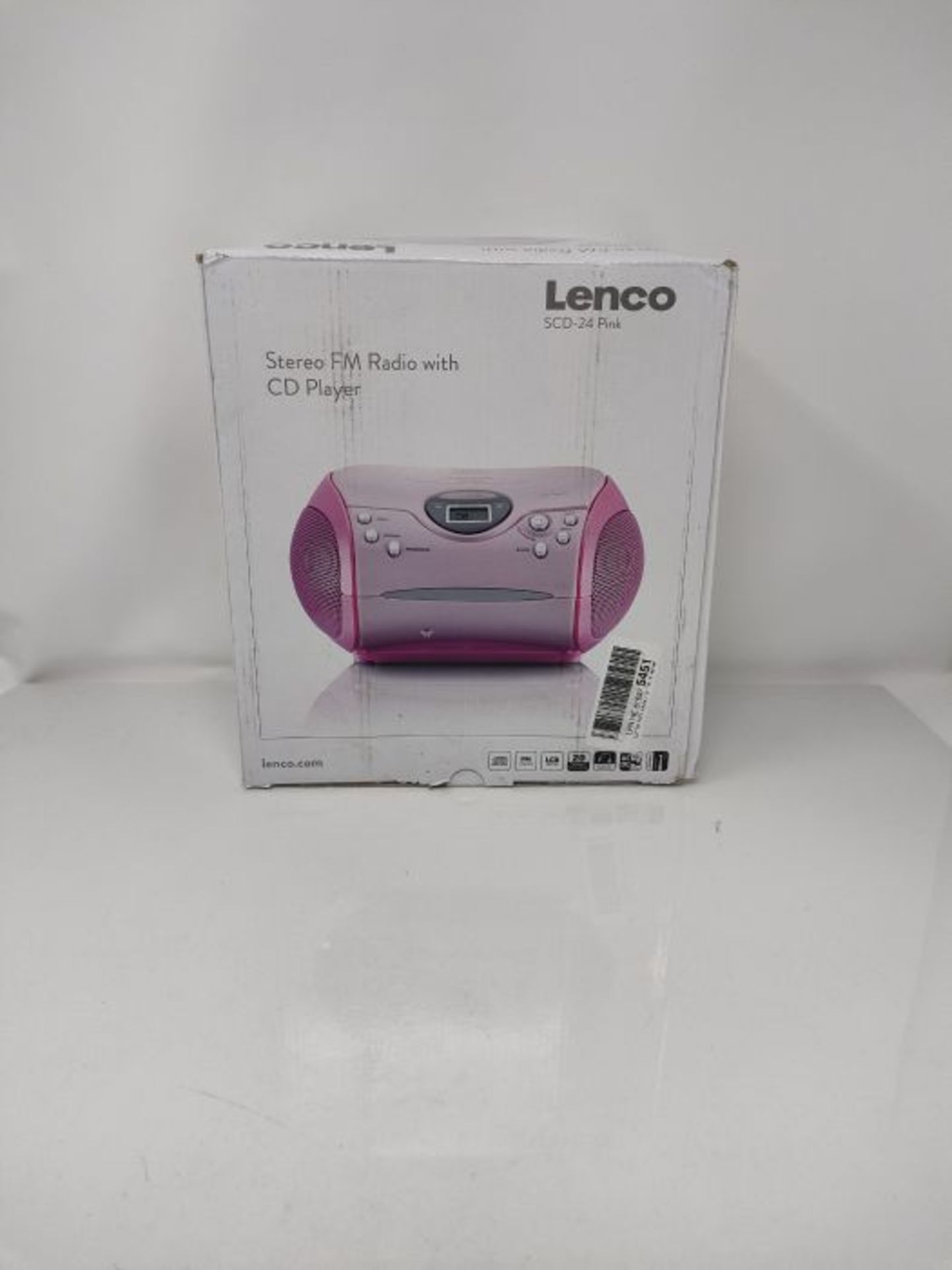 Lenco SCD-24 Stereo UKW-Radio mit CD-Player und Teleskopantenne rosa