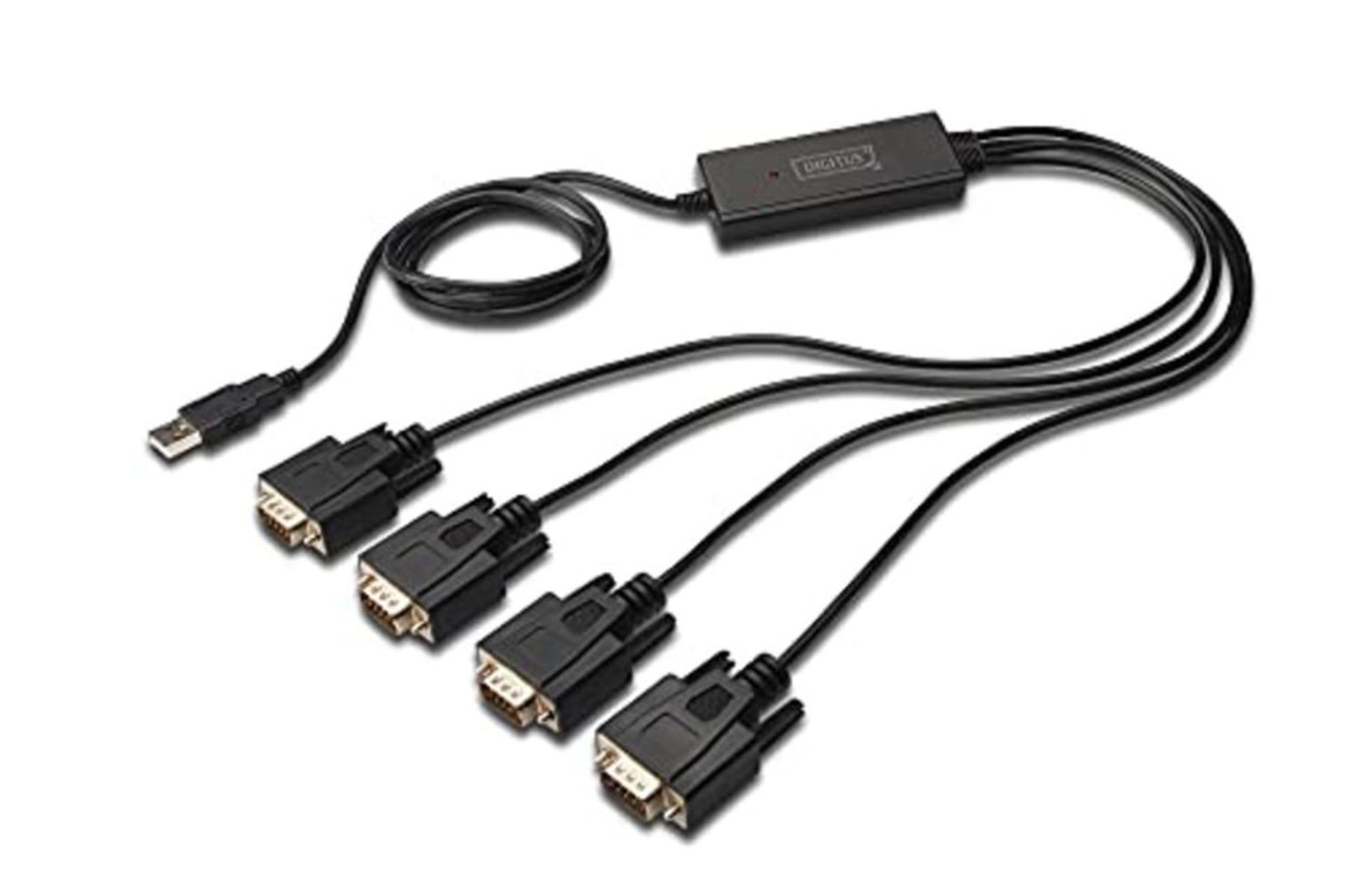 DIGITUS USB auf 4x Seriell Adapter - RS232 Konverter - USB 2.0 Typ-A zu 4x DSUB 9M - F