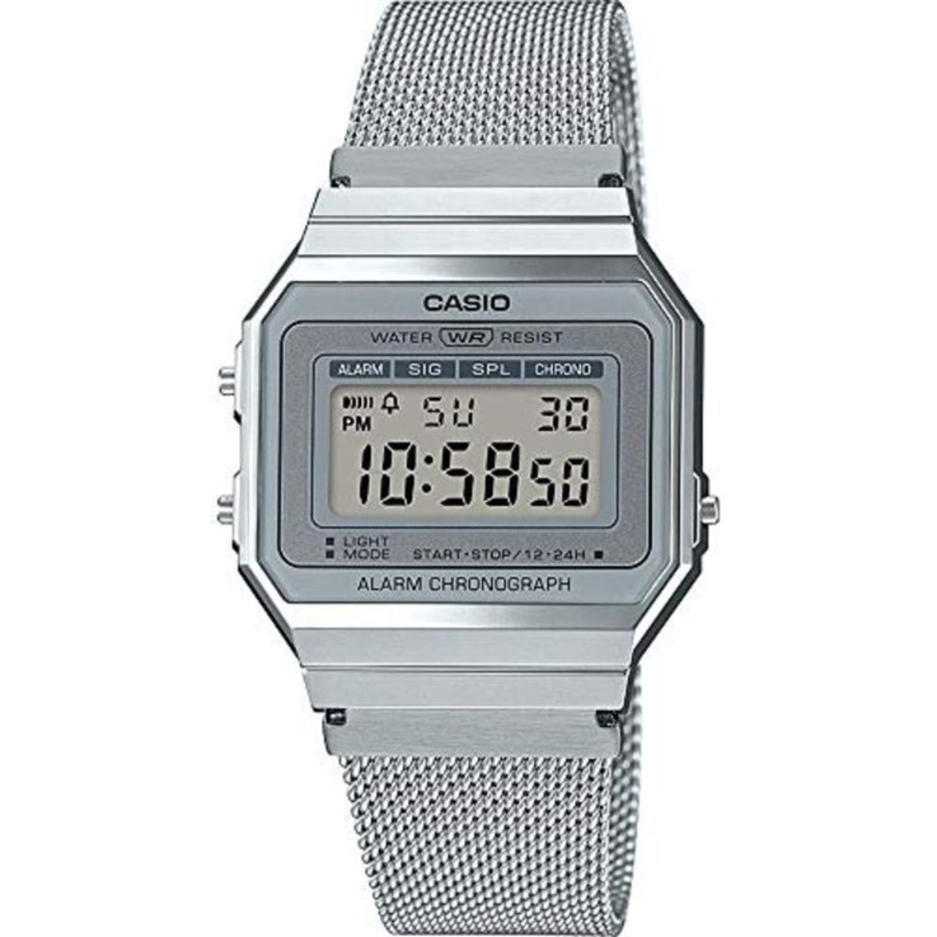 CASIO Womens Digital Watch with Stainless Steel Strap A700WEM-7AEF