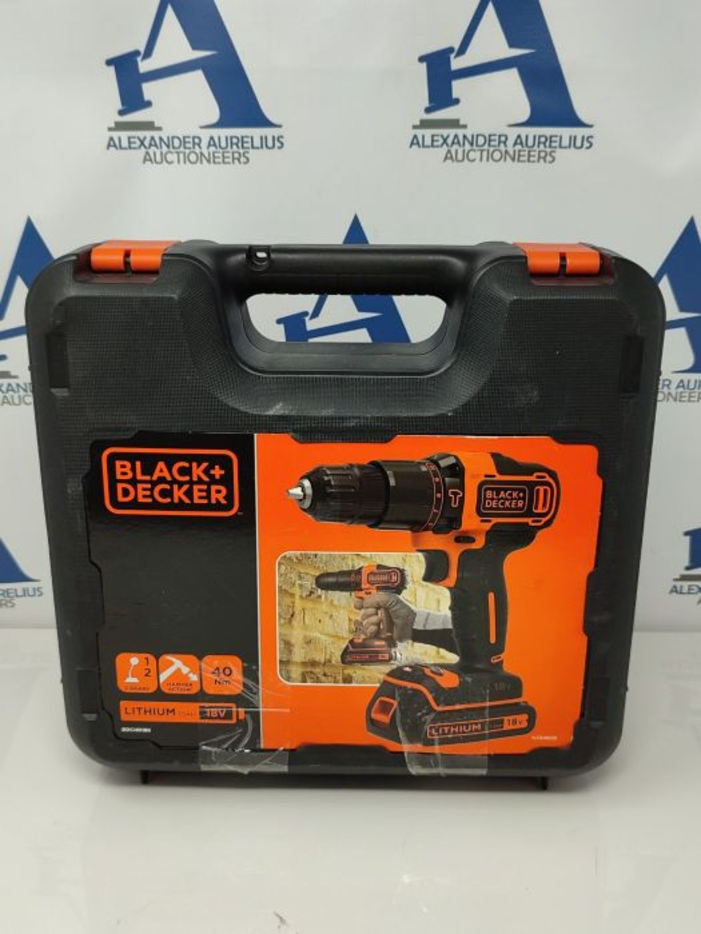 RRP £99.00 BLACK + DECKER 18V Lithium-ion 2 Gear Hammer Drill with 400mA Charger, 1 Battery and K - Image 2 of 3