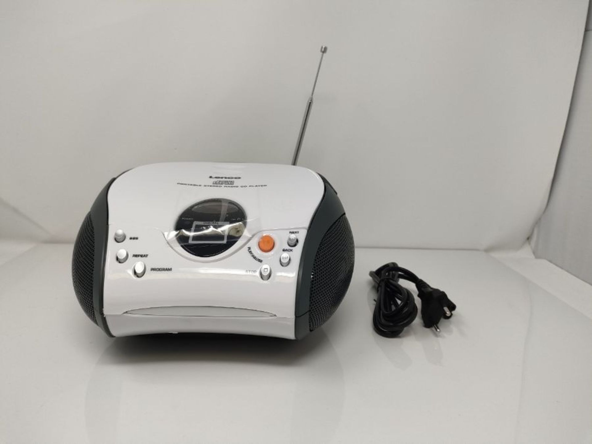 Lenco SCD-24 Portable Stereo Boombox with Programmable CD Player & FM Radio - Black & - Image 3 of 3