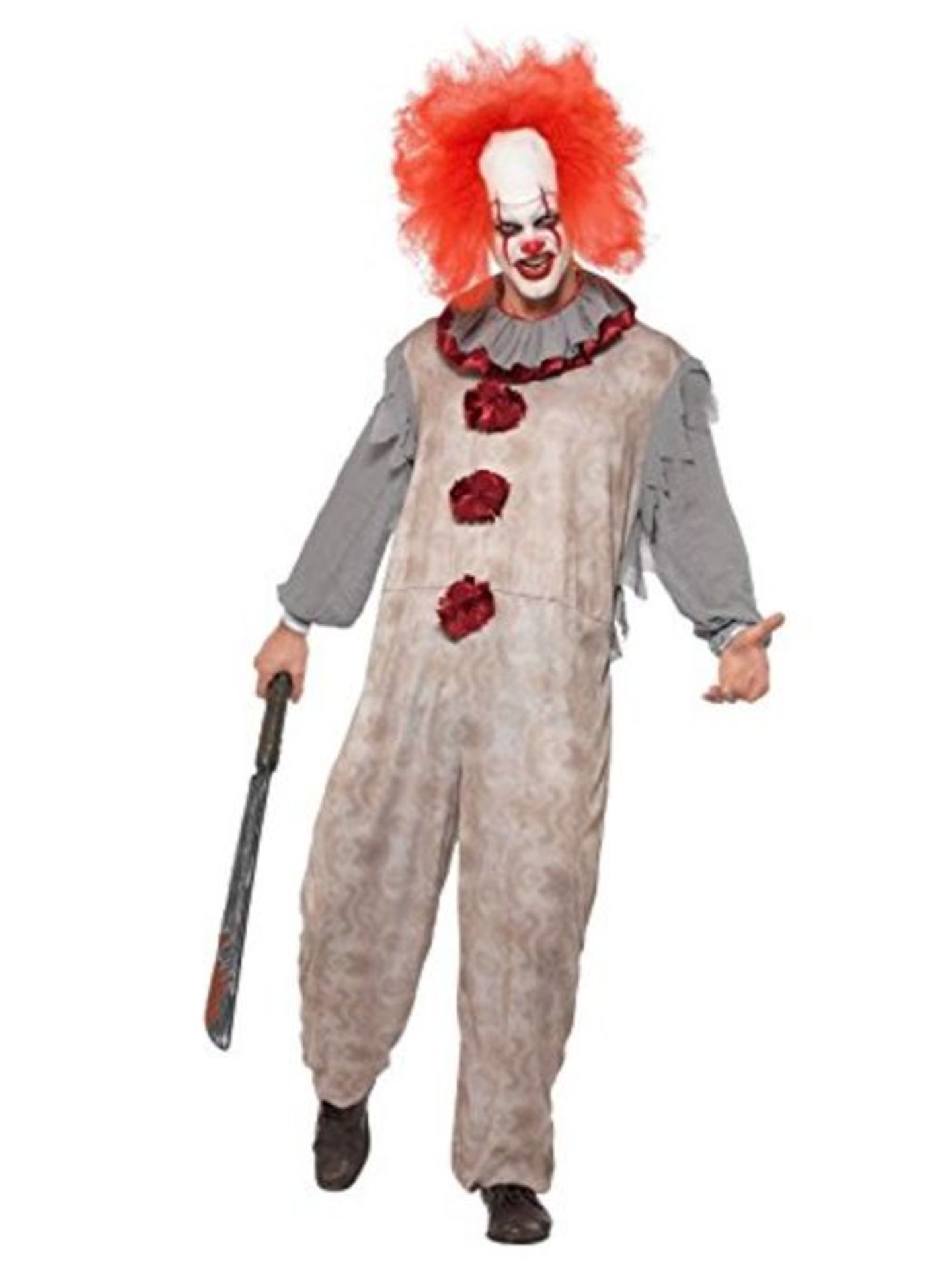 Smiffys Vintage Clown Costume, Grey, Red, M - Size 38"-40"