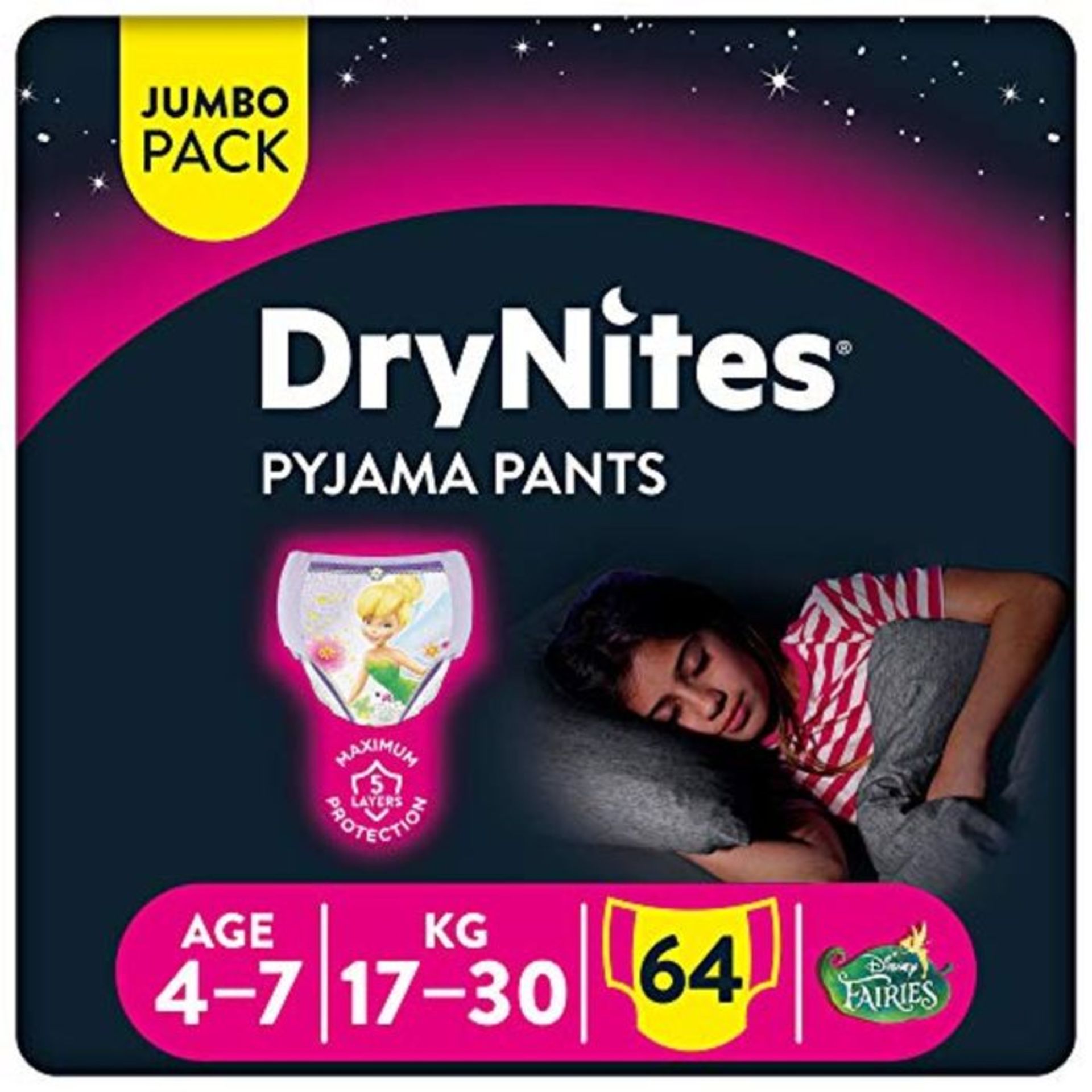 Huggies Drynites Mutandine Assorbenti per la Notte per Bambina, Taglia M (17-30 Kg), C