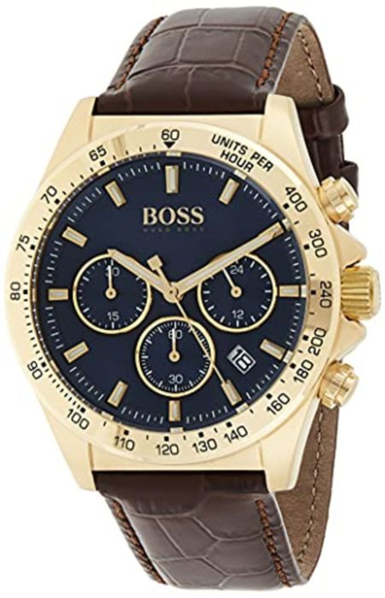 RRP £356.00 BOSS Men's Analogue Quartz Watch with Leather-Calfskin Strap 1513756