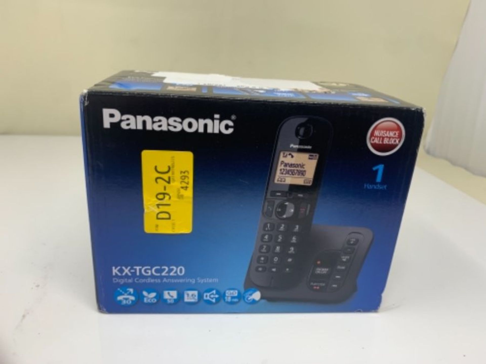 Panasonic KX-TGC220EB DECT Cordless Phone with Answering Machine, 1.6 Inch Easy-to-Rea - Image 2 of 3