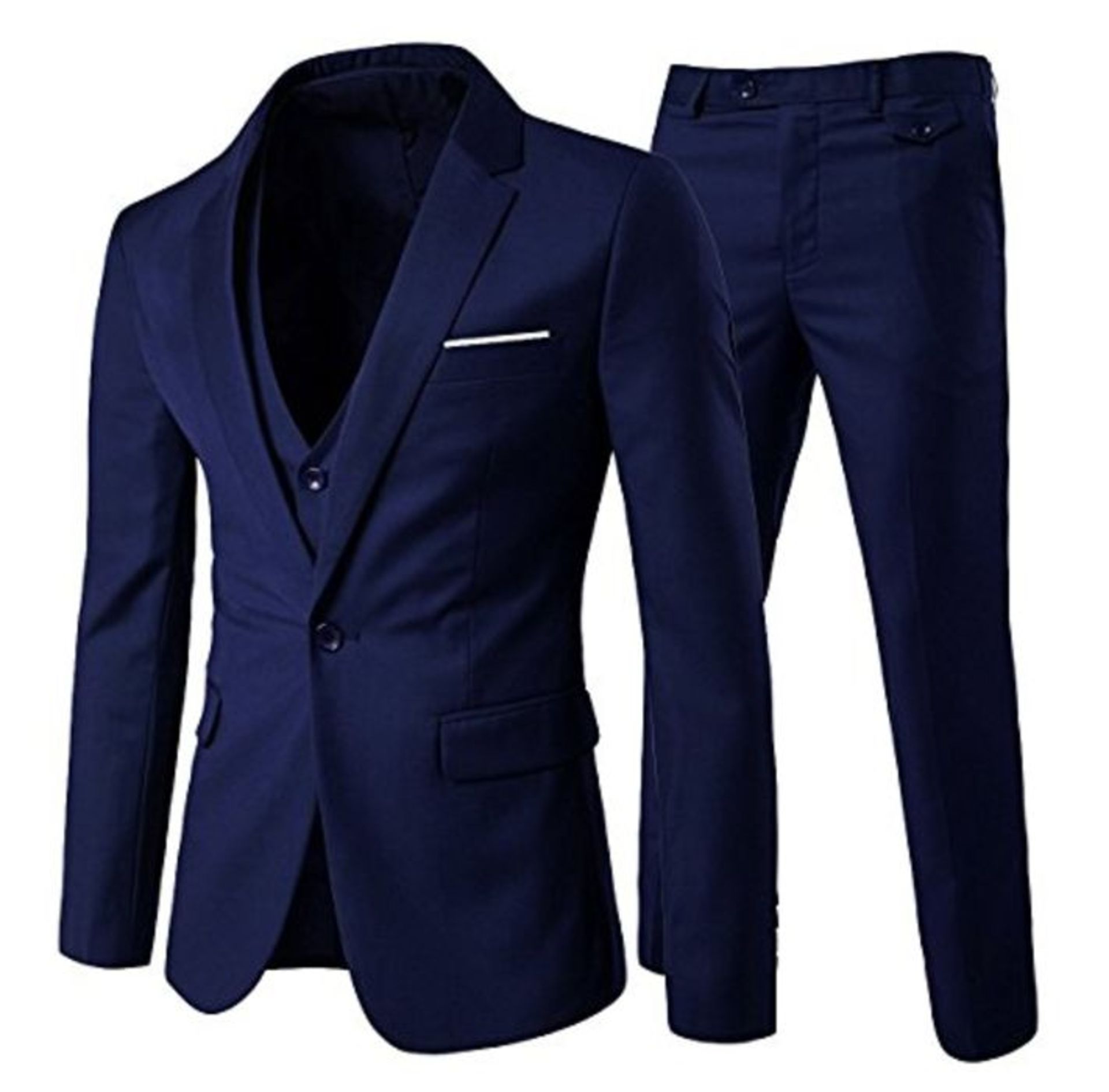 RRP £73.00 Suit men's slim fit 3 piece suits men's suit jacket for wedding business navy blue S